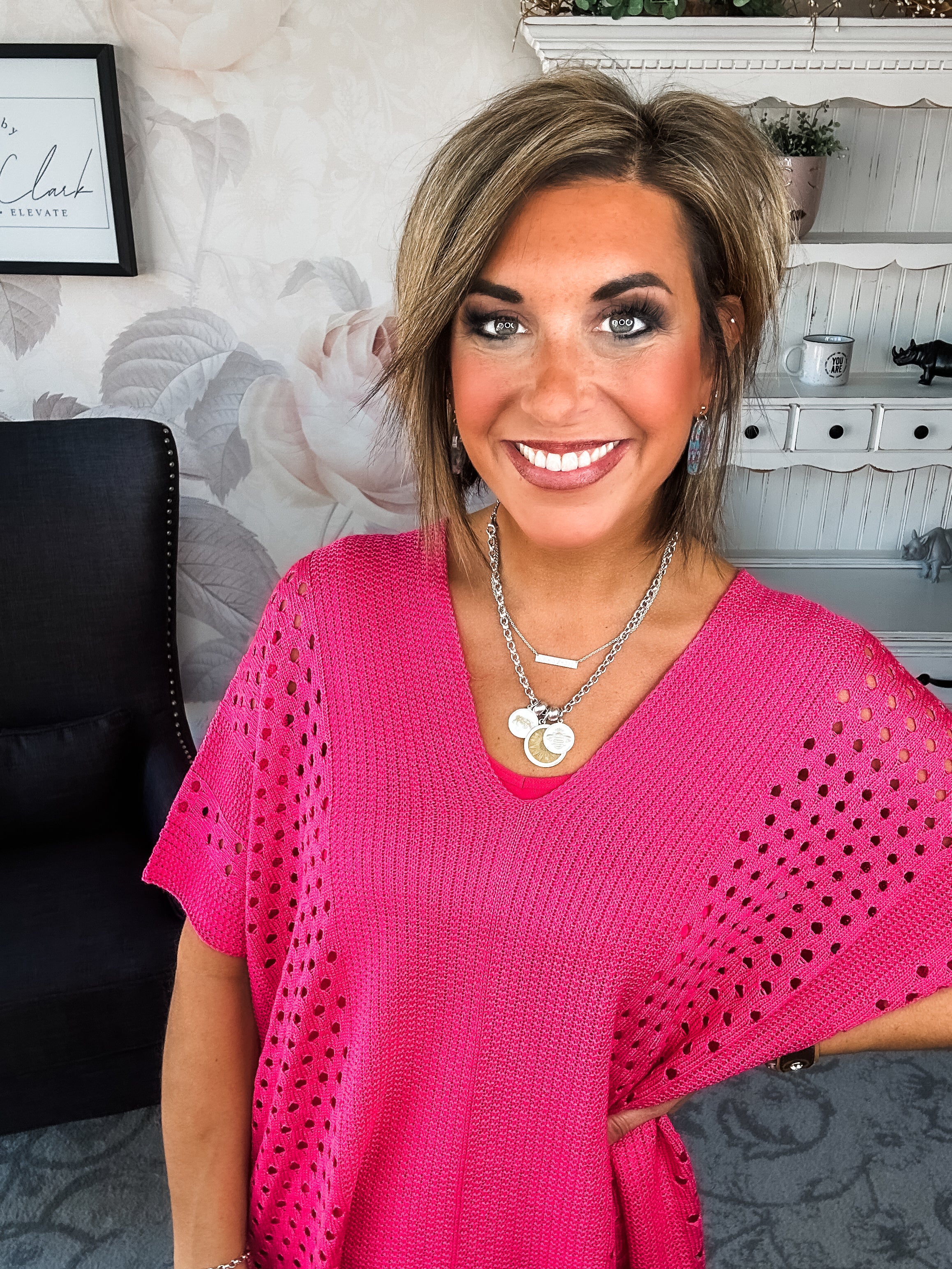 Know Your Blessings Pullover Top - Fuchsia