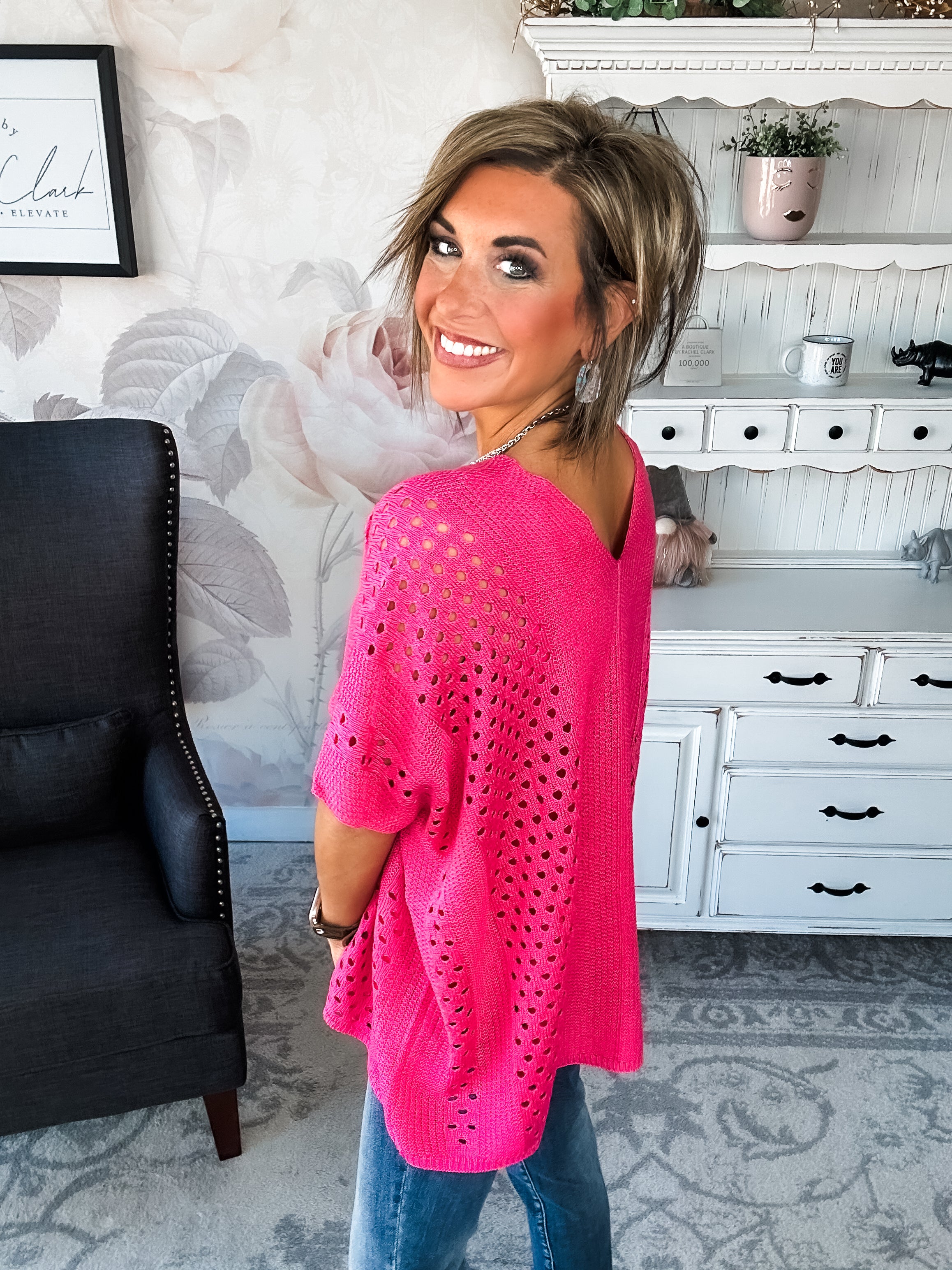 Know Your Blessings Pullover Top - Fuchsia