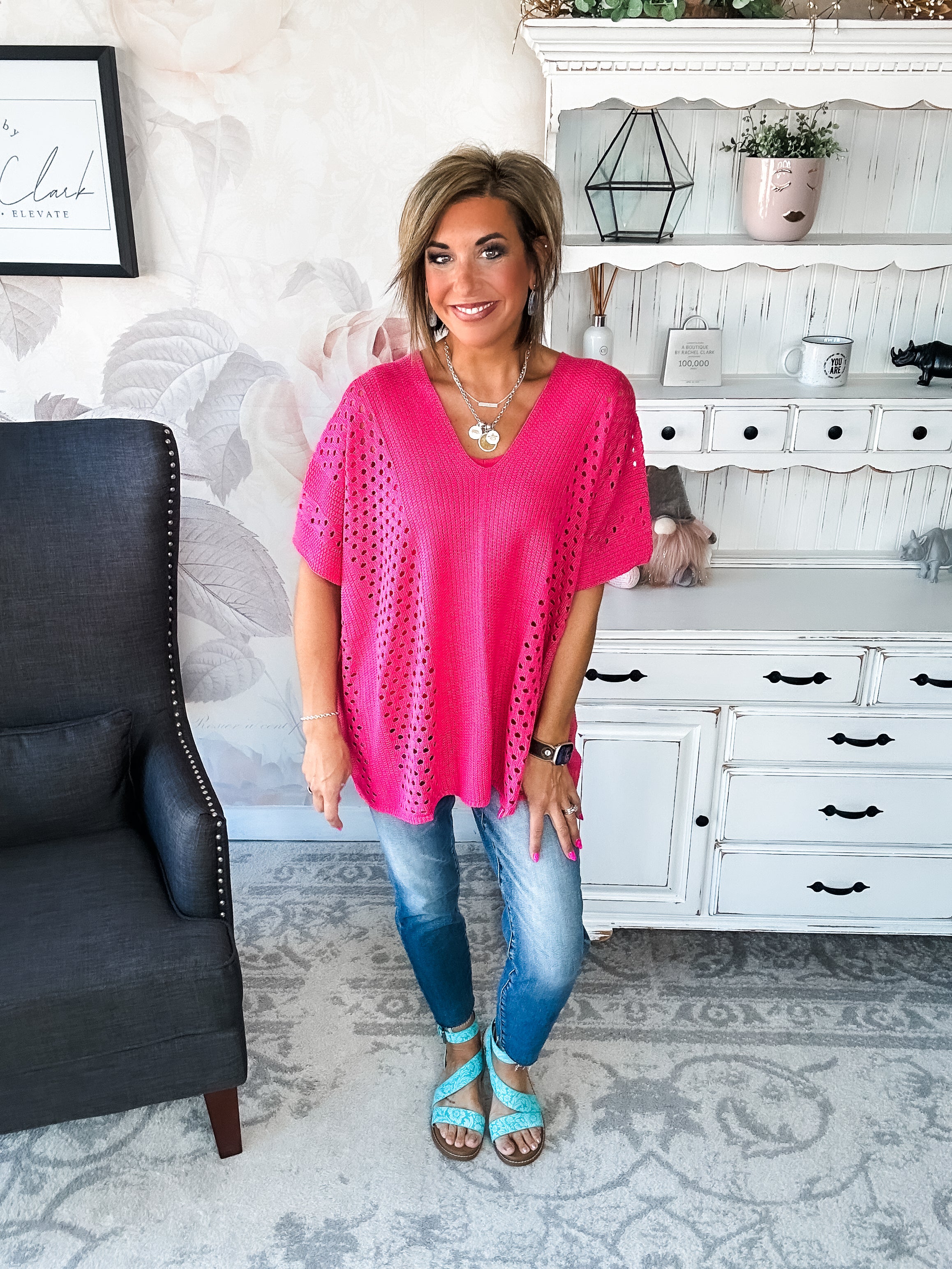 Know Your Blessings Pullover Top - Fuchsia