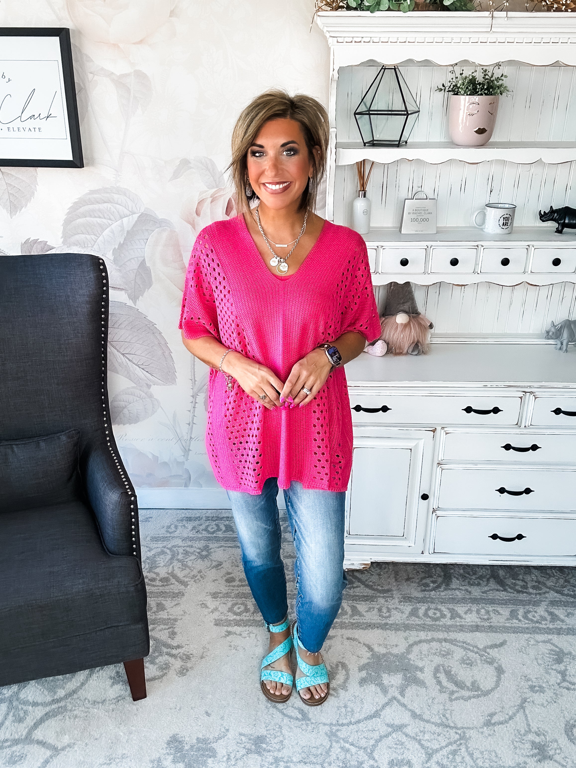 Know Your Blessings Pullover Top - Fuchsia
