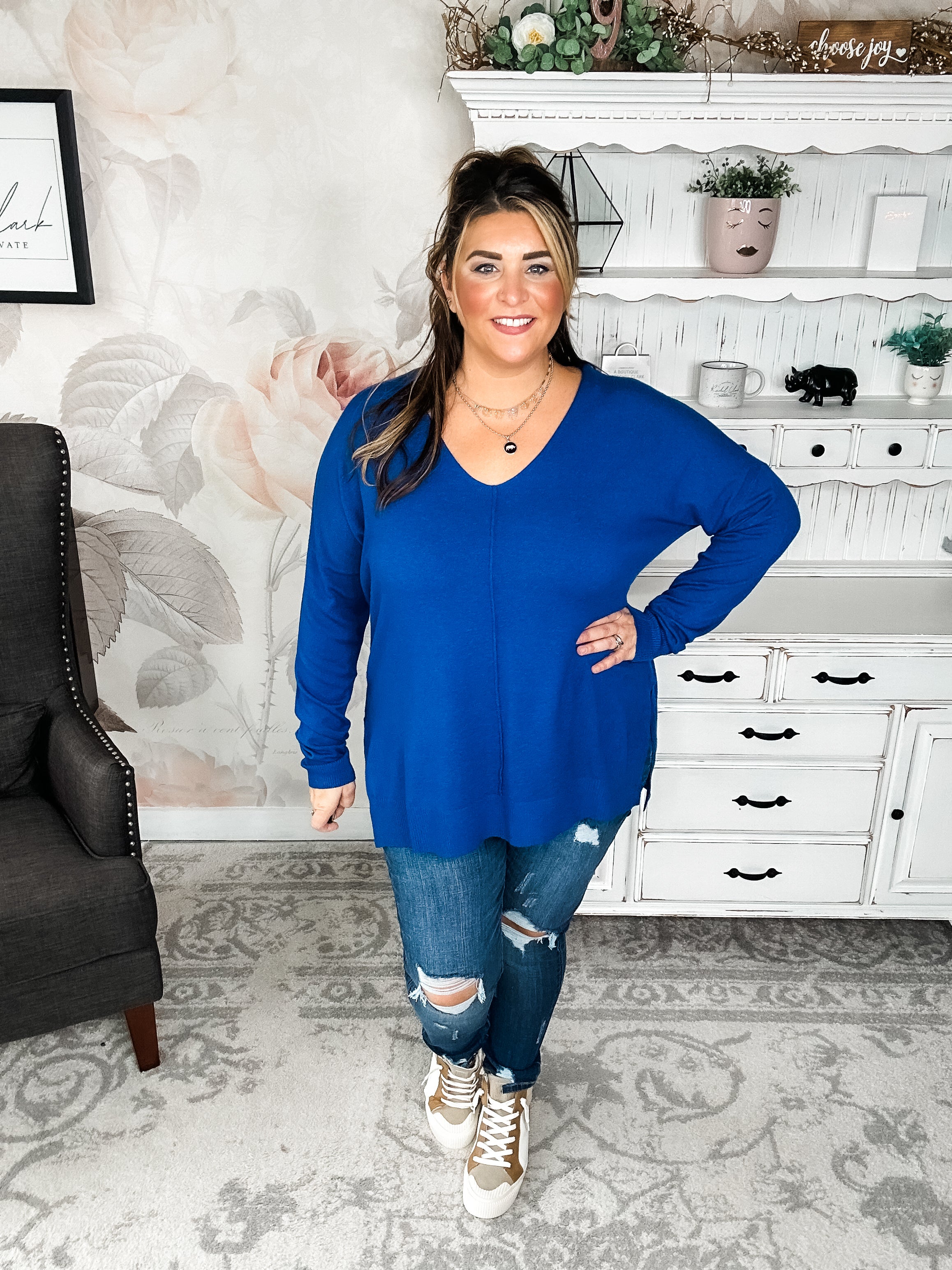 BLACK FRIDAY EXCLUSIVE - Blackout Breezer Sweater - Light Navy