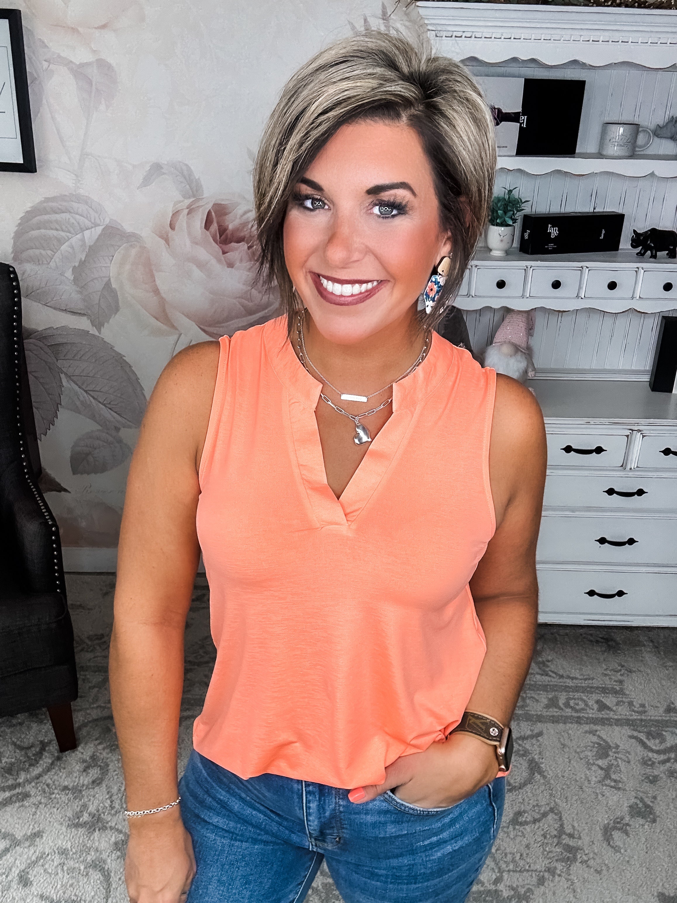 Figure It Out Tank Top - Neon Orange