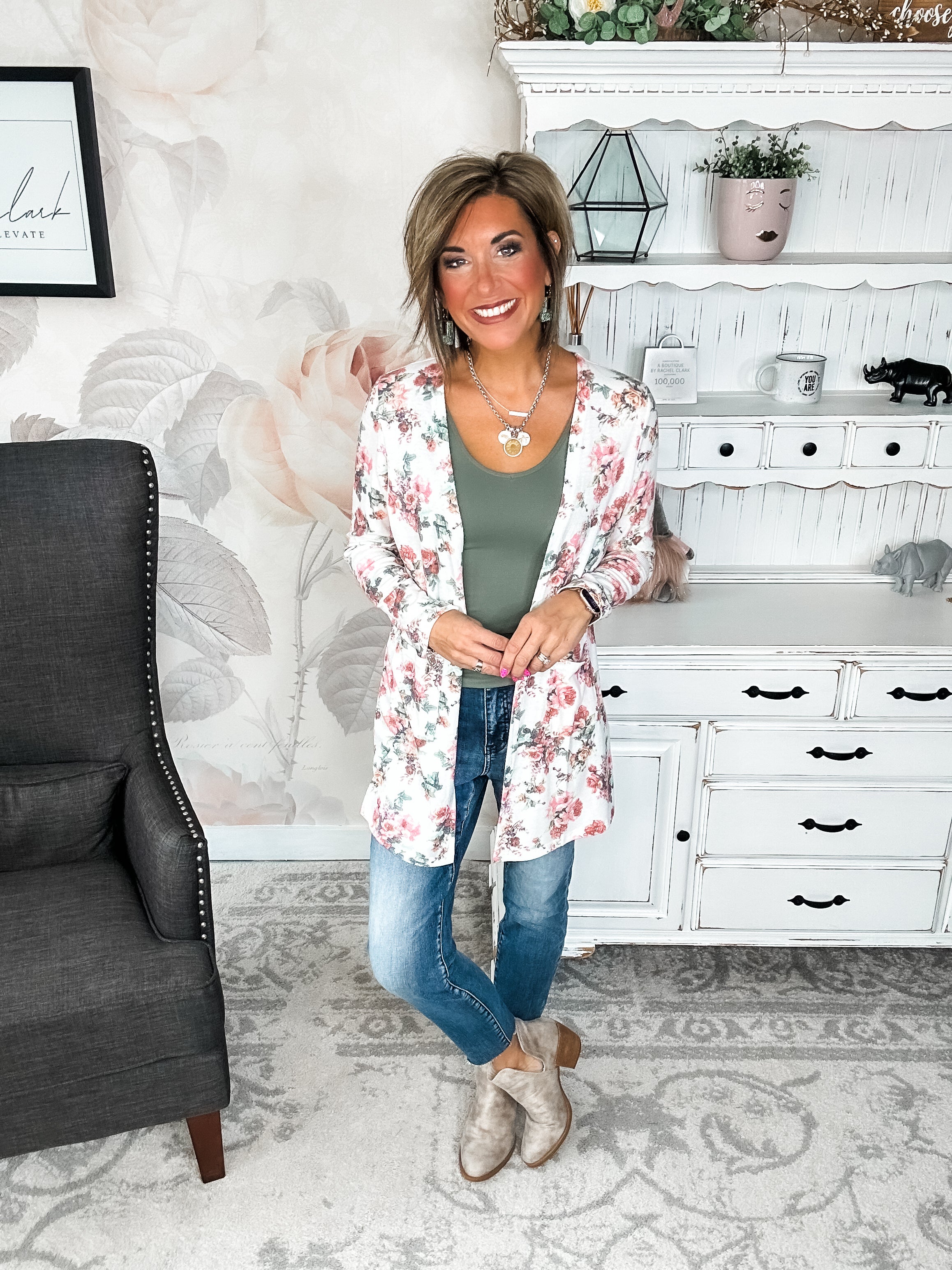 Anytime You Want Floral Cardigan - Ivory
