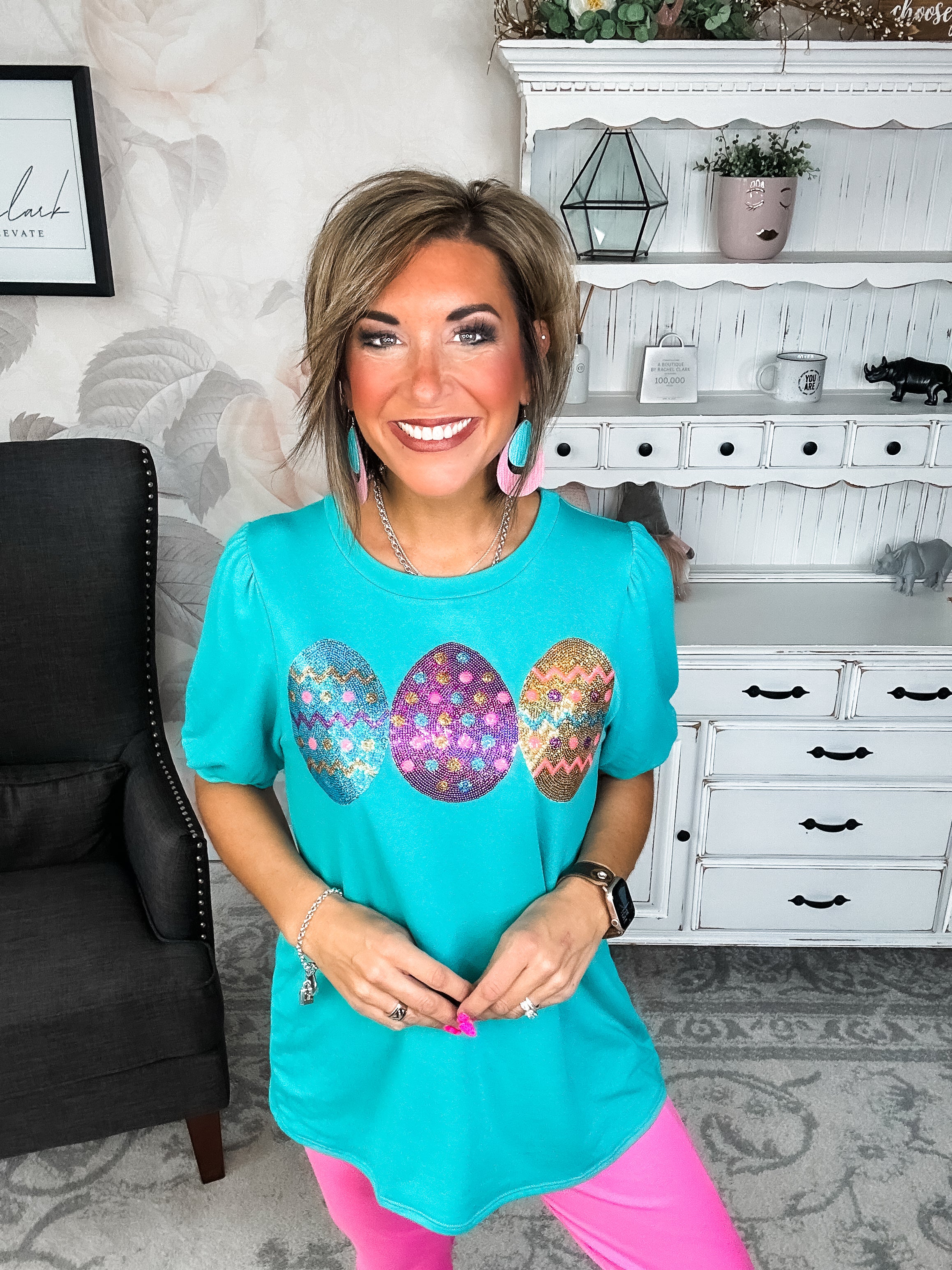 The Good Egg Sequin Puff Sleeve Top
