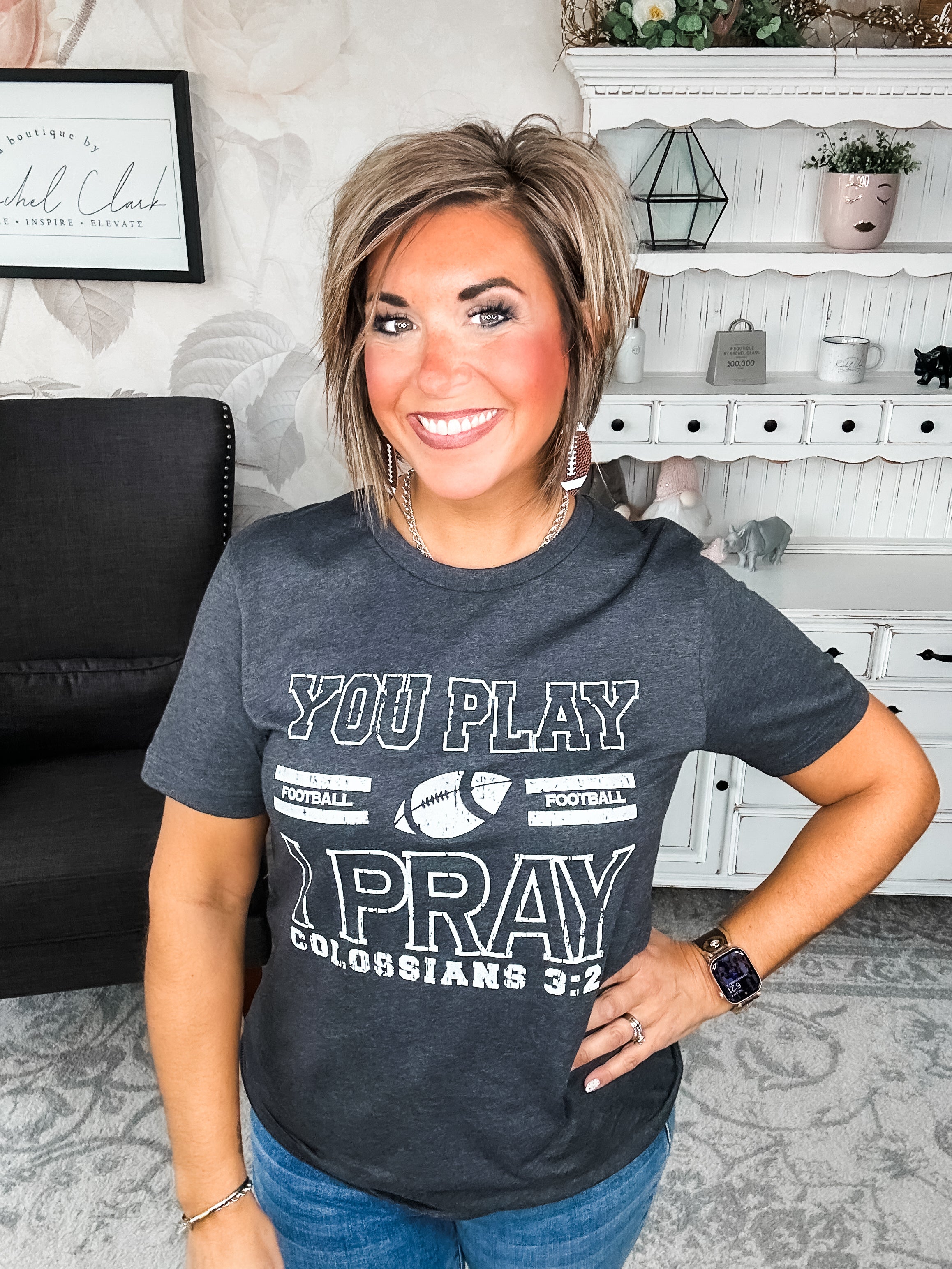 You Play, I Pray Graphic Tee - Charcoal