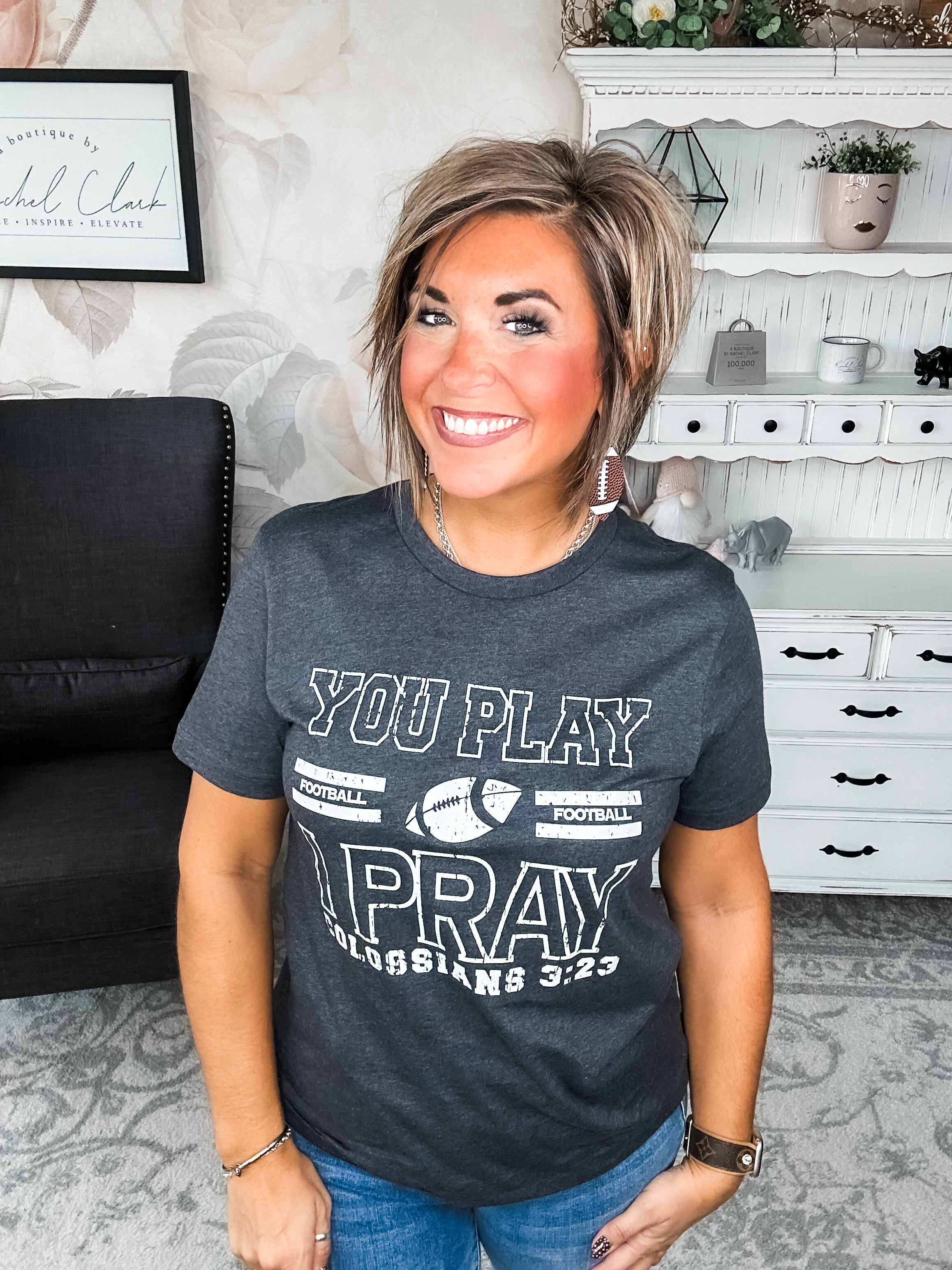 You Play, I Pray Graphic Tee - Charcoal