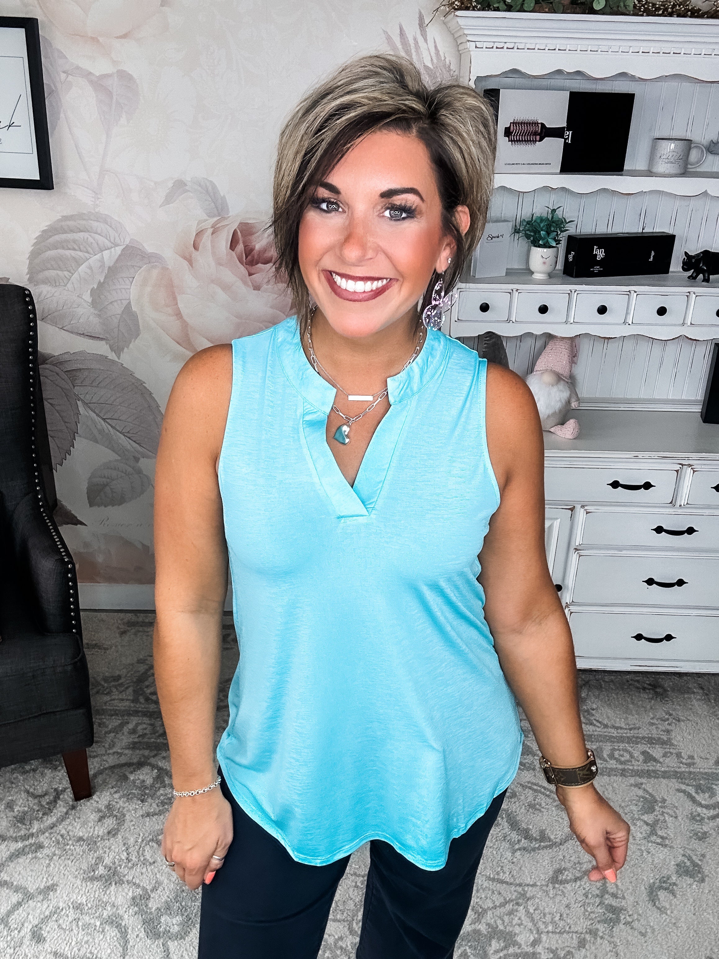 Figure It Out Tank Top - Neon Blue