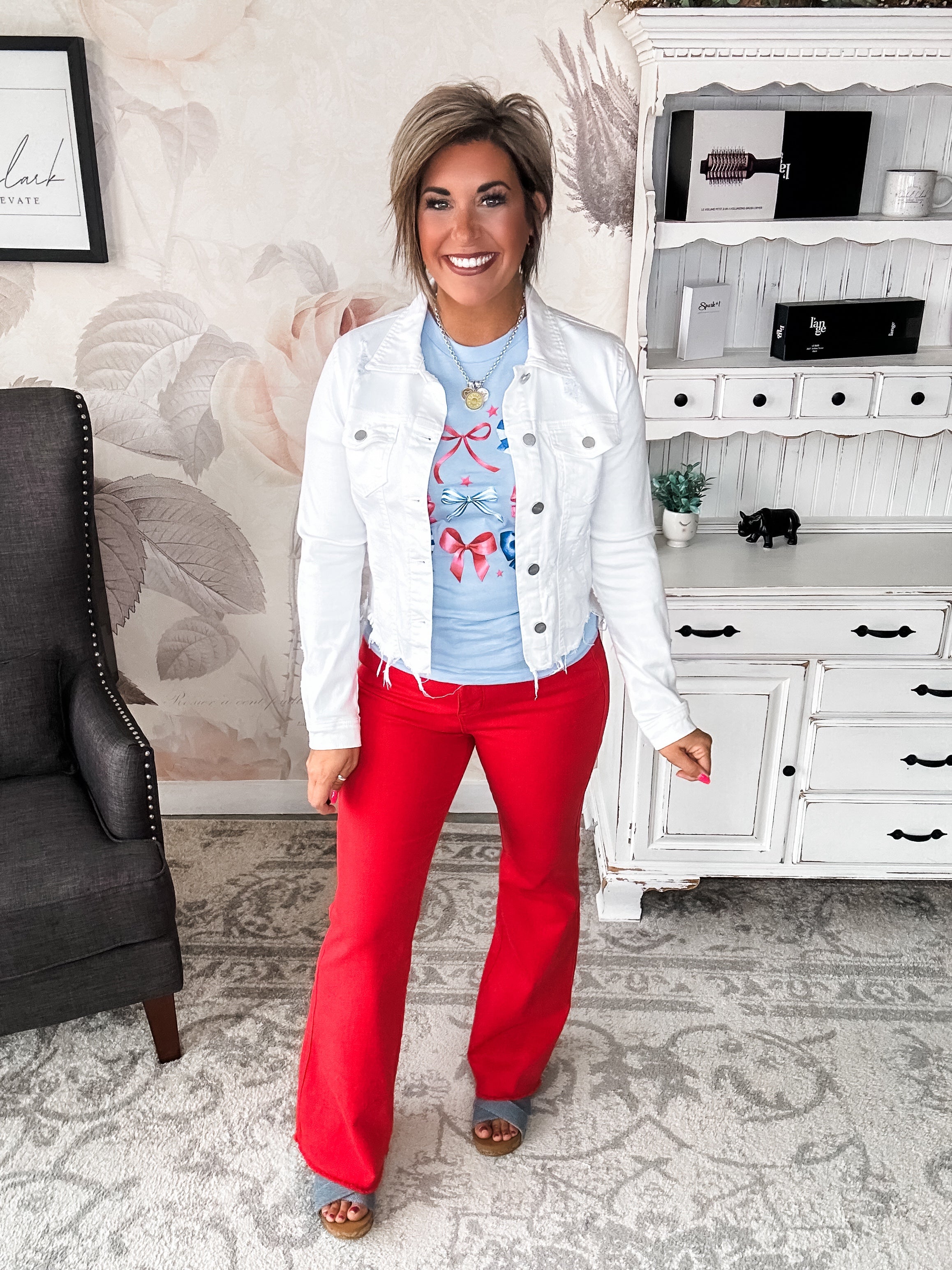 Judy Blue Tummy Control Flare Jeans - Red