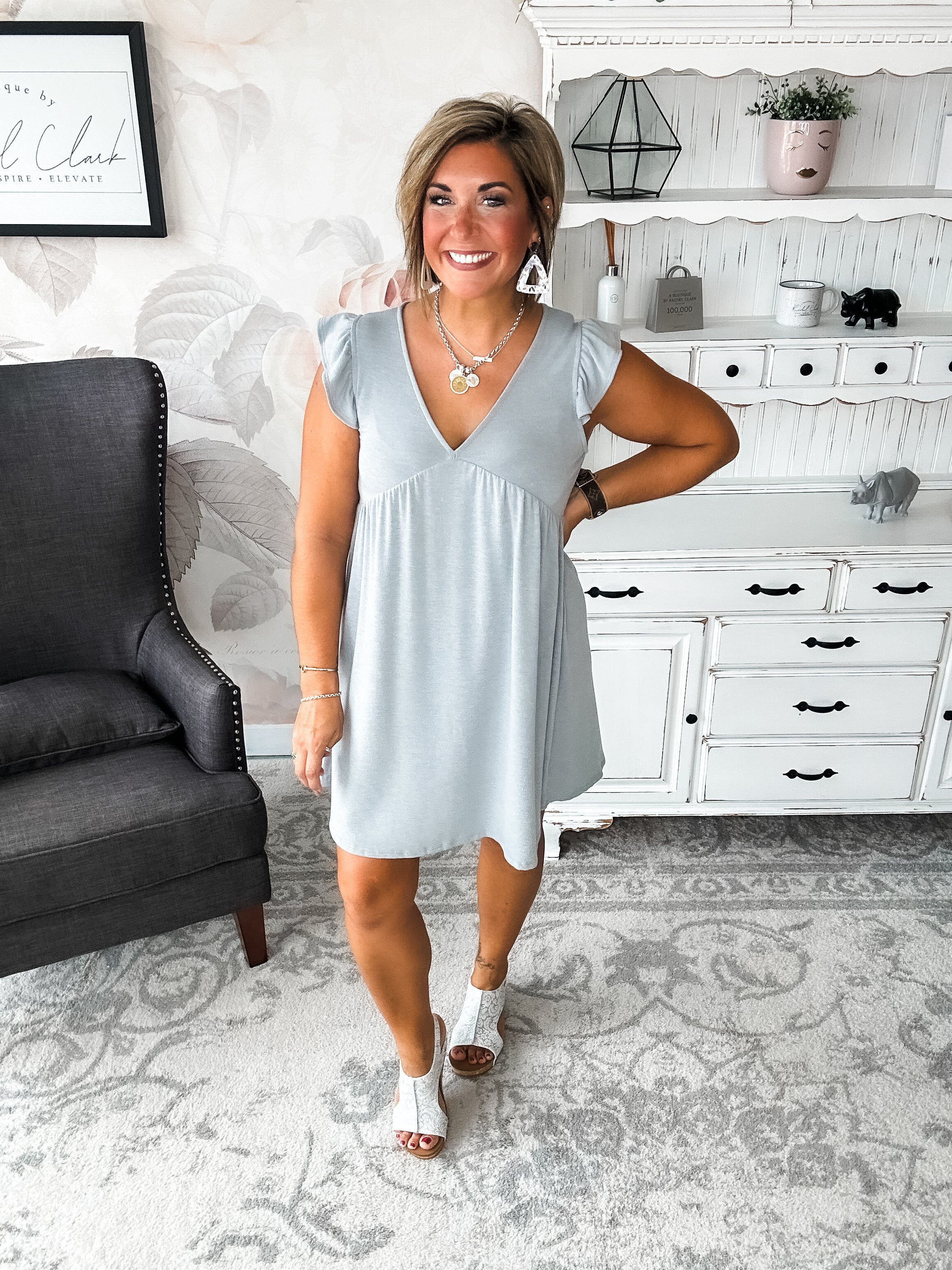Love Yourself Flutter Sleeve Dress