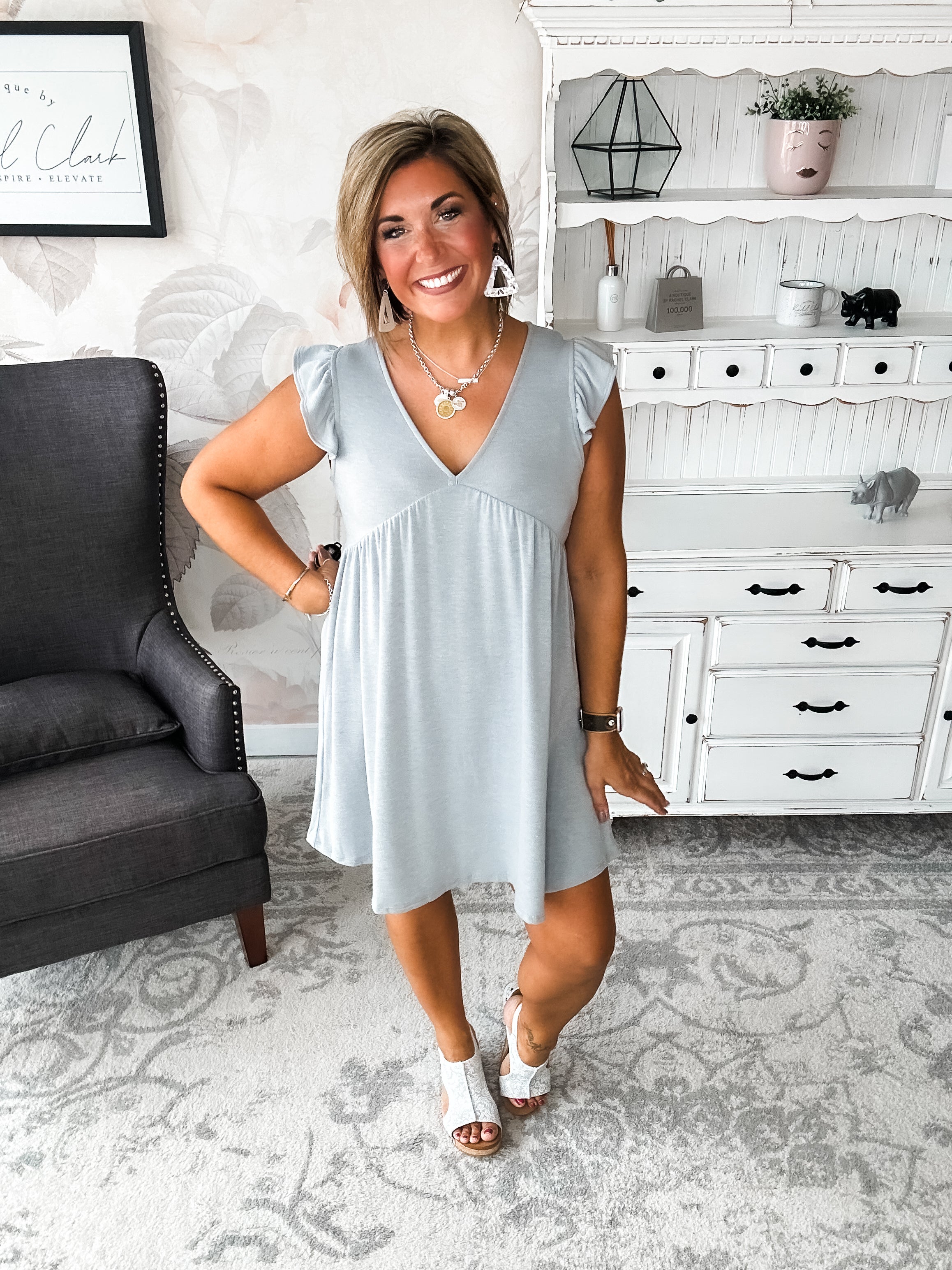 Love Yourself Flutter Sleeve Dress