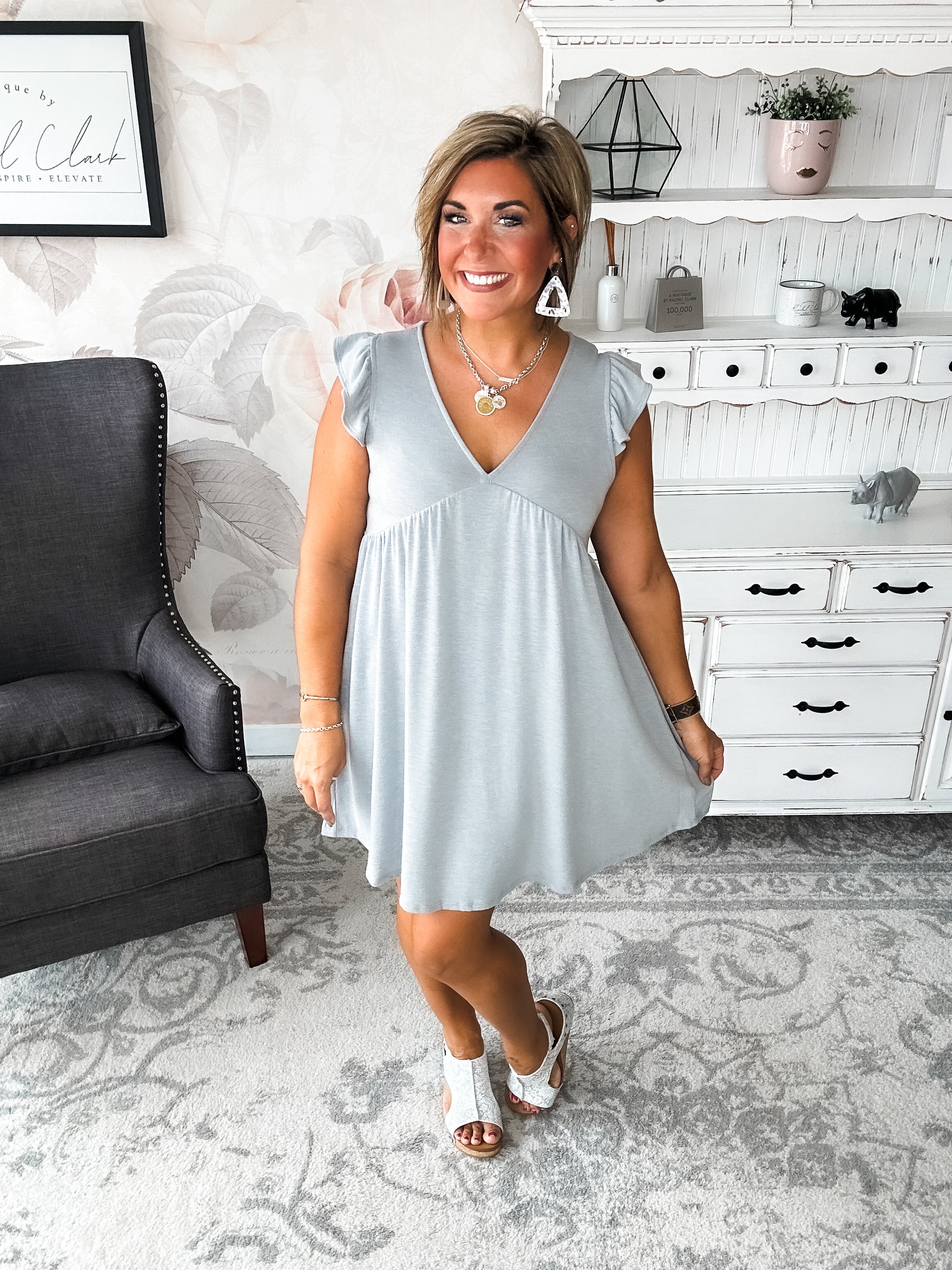 Love Yourself Flutter Sleeve Dress