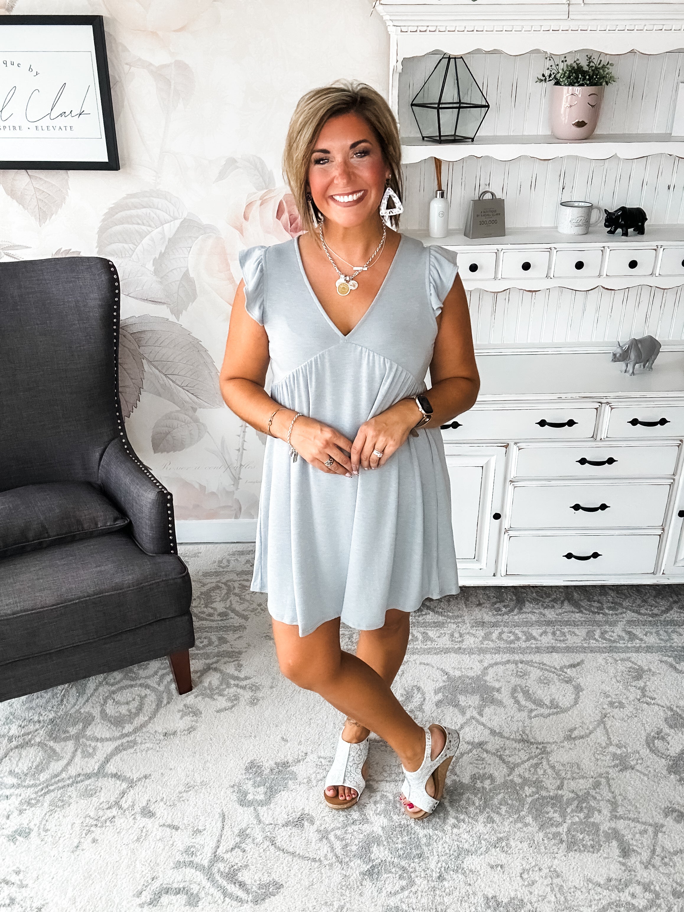 Love Yourself Flutter Sleeve Dress