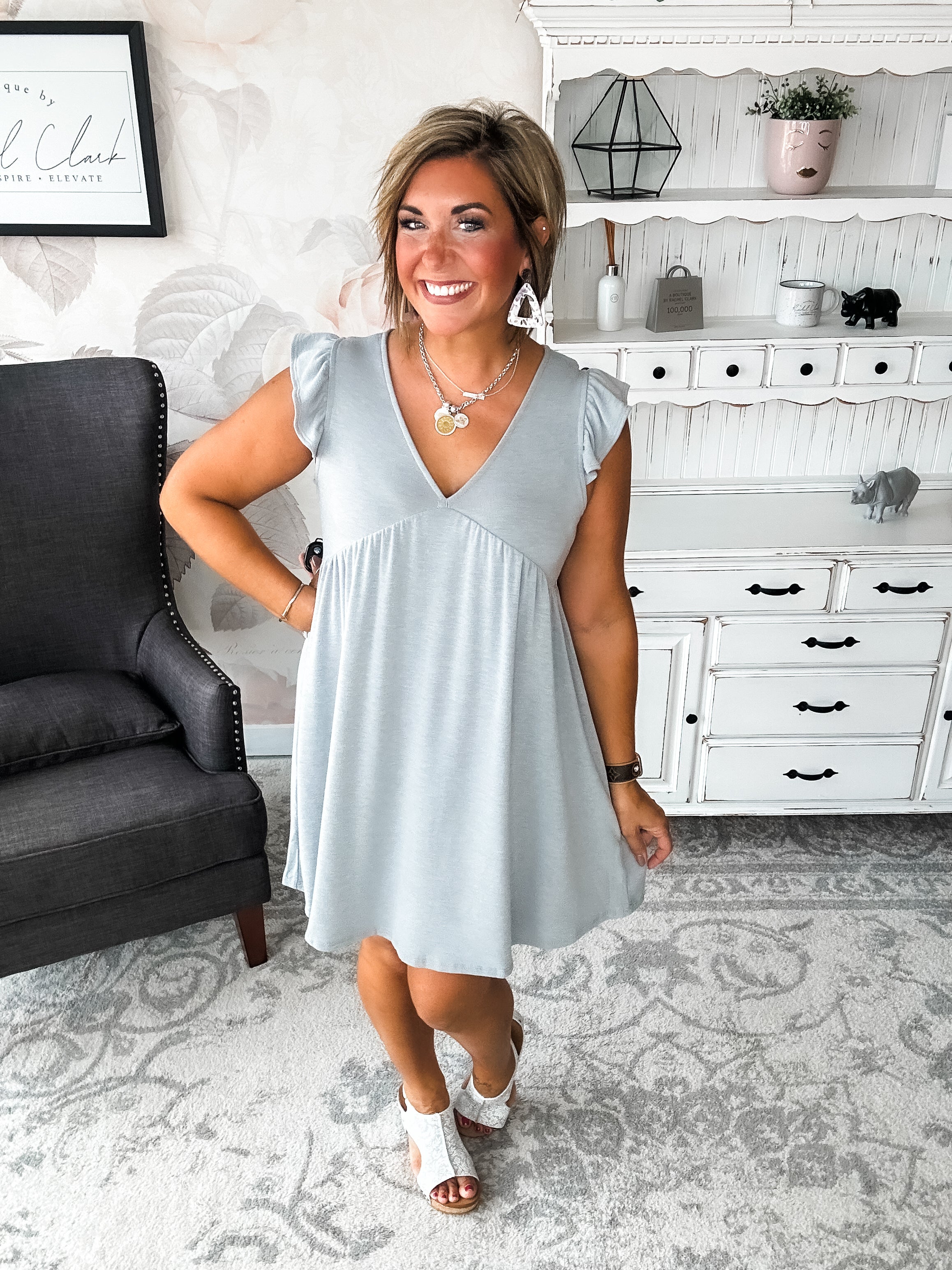 Love Yourself Flutter Sleeve Dress