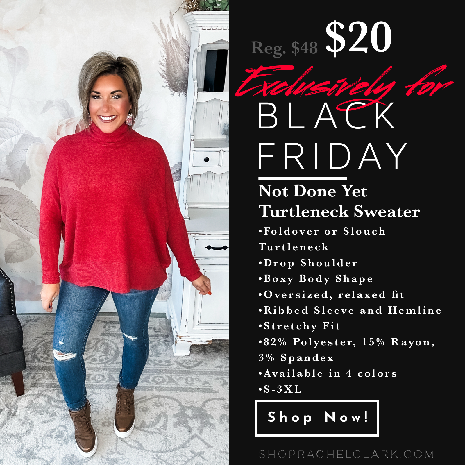 BLACK FRIDAY EXCLUSIVE! - Not Done Yet Turtleneck Sweater - Dark Red