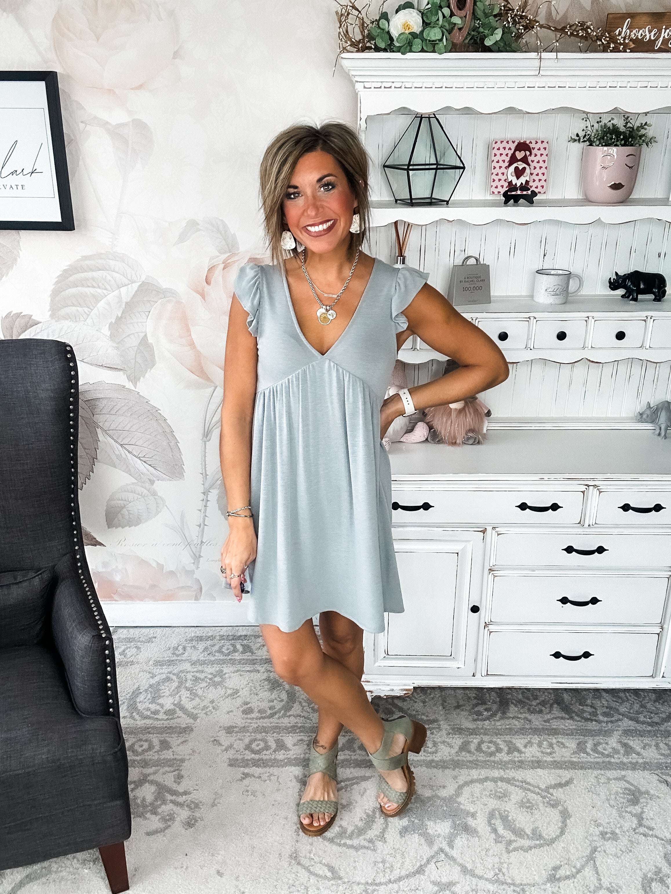 Love Yourself Flutter Sleeve Dress