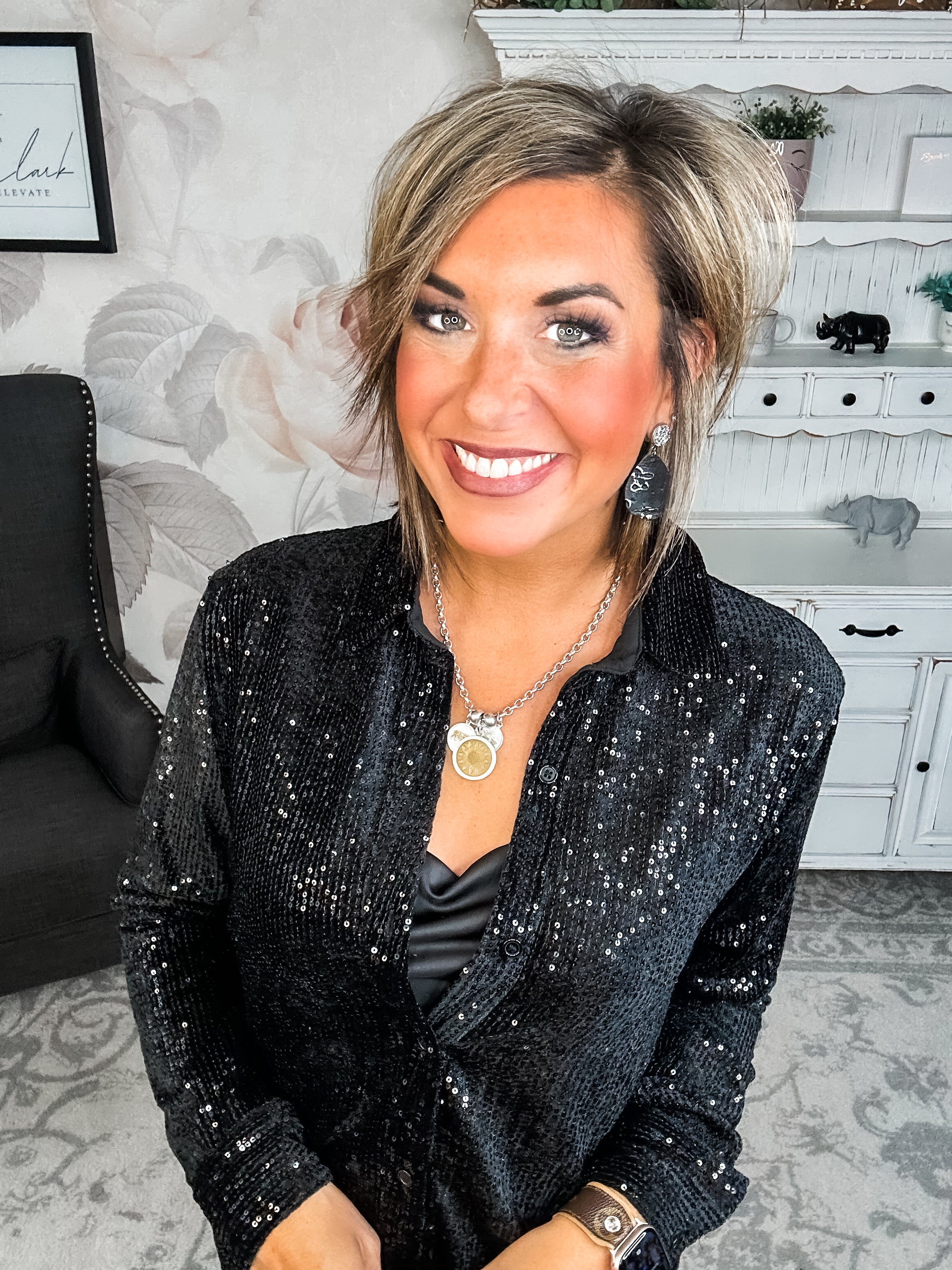 Just For Tonight Button Down - Black