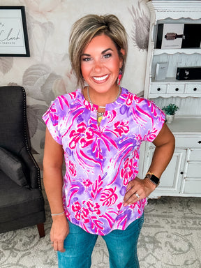 Figure It Out Top Short Sleeve - Purple Multi