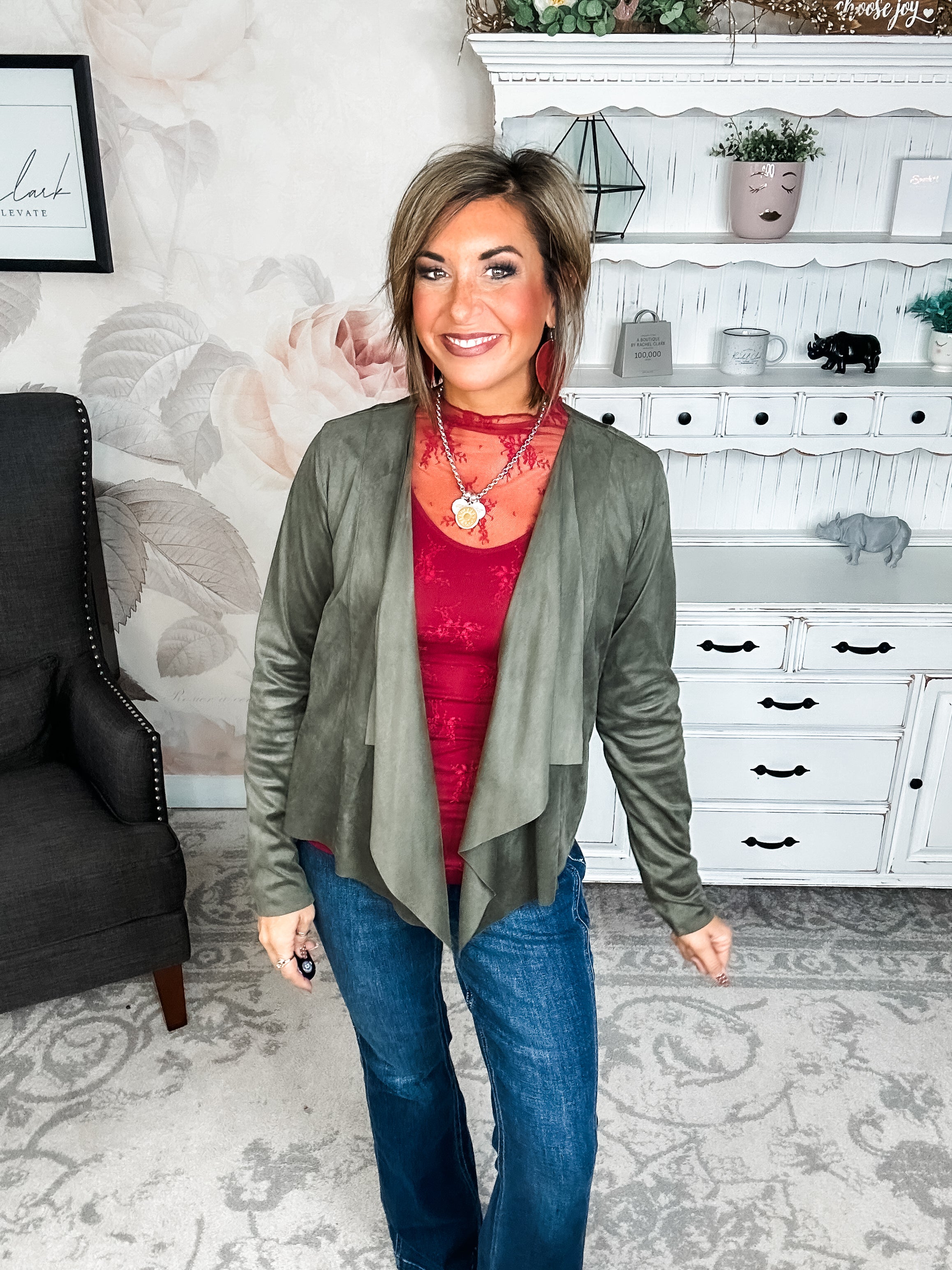 Wide Awake Sueded Moto Jacket - Olive