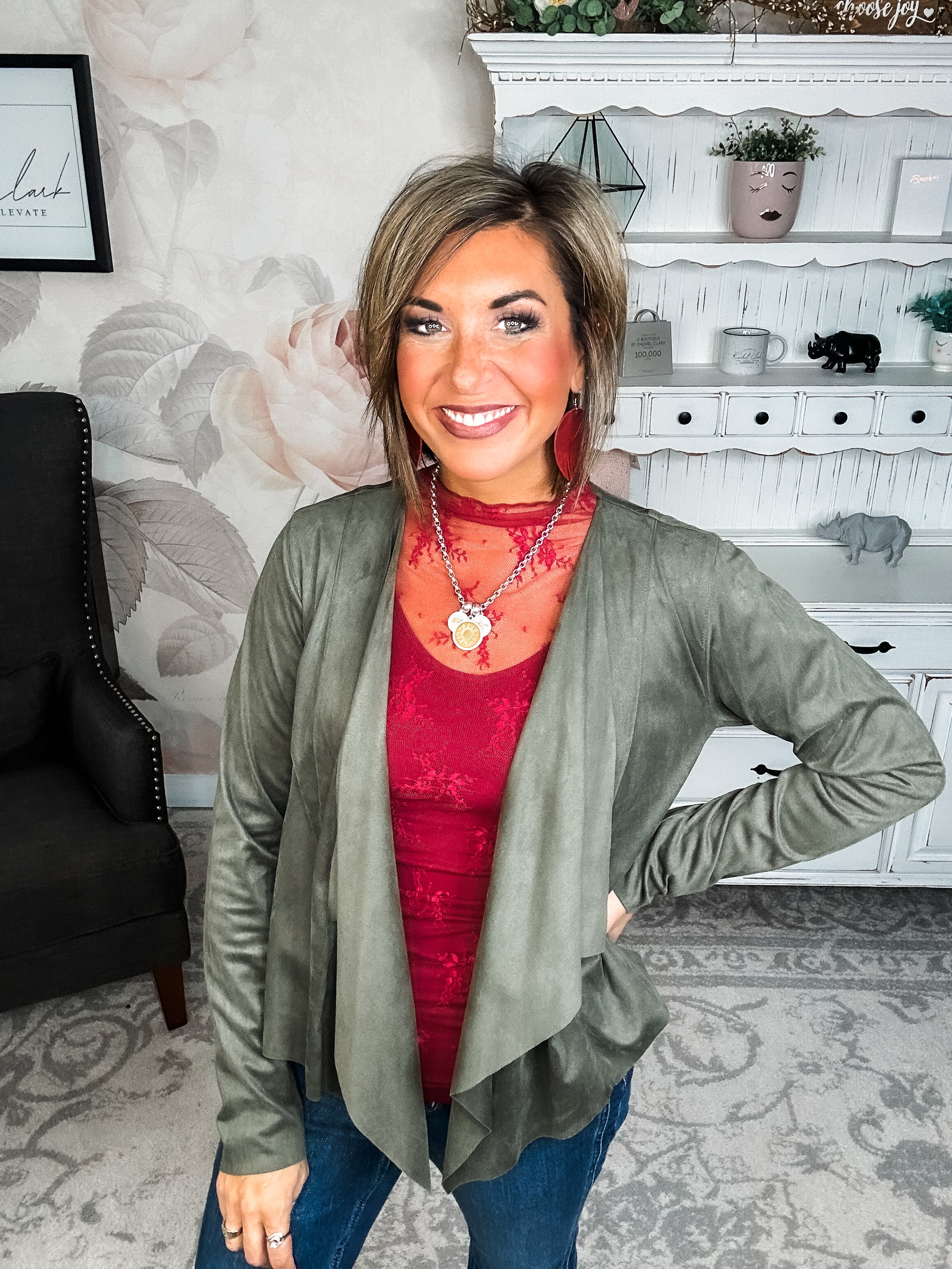 Wide Awake Sueded Moto Jacket - Olive