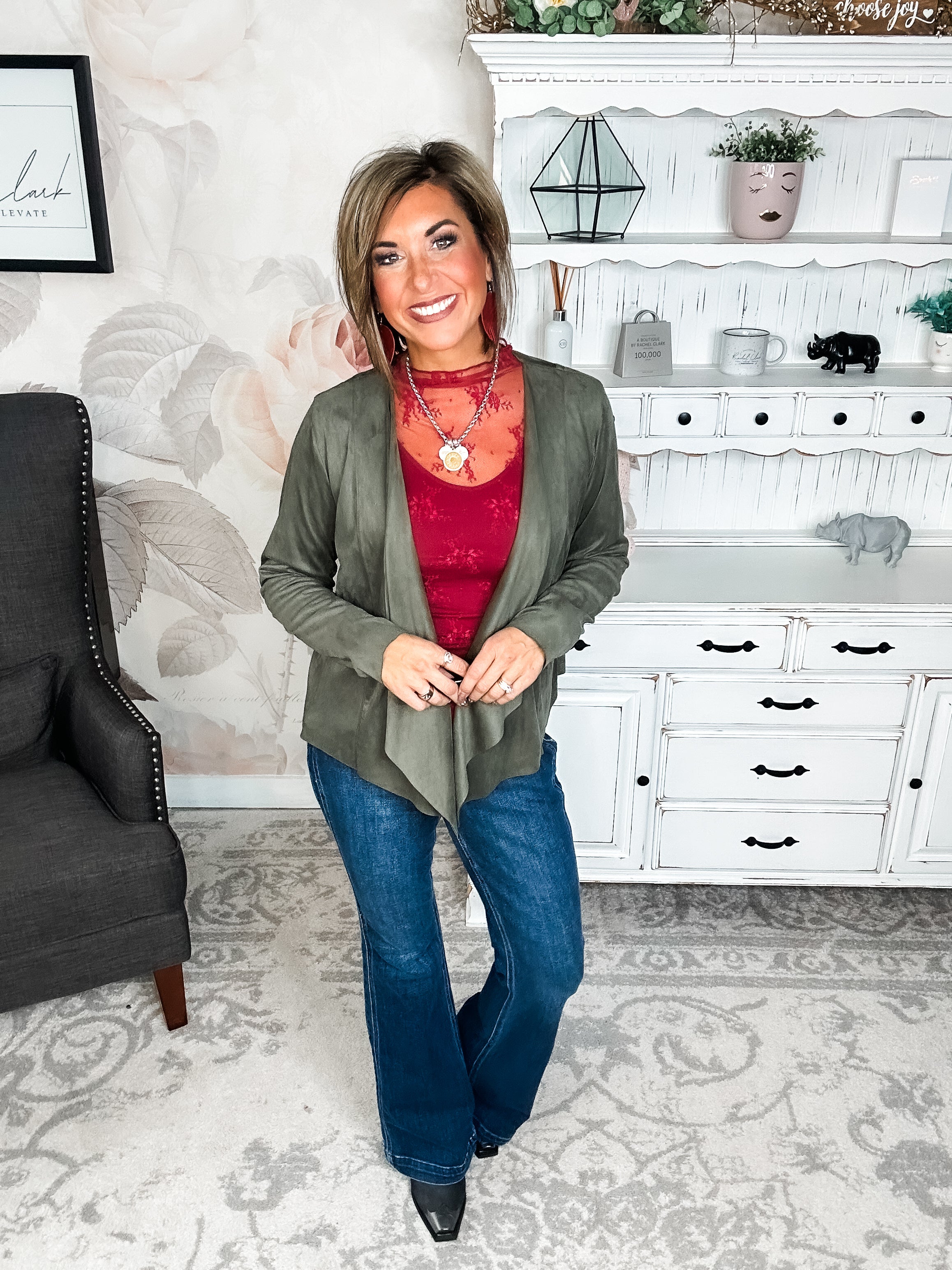 Wide Awake Sueded Moto Jacket - Olive