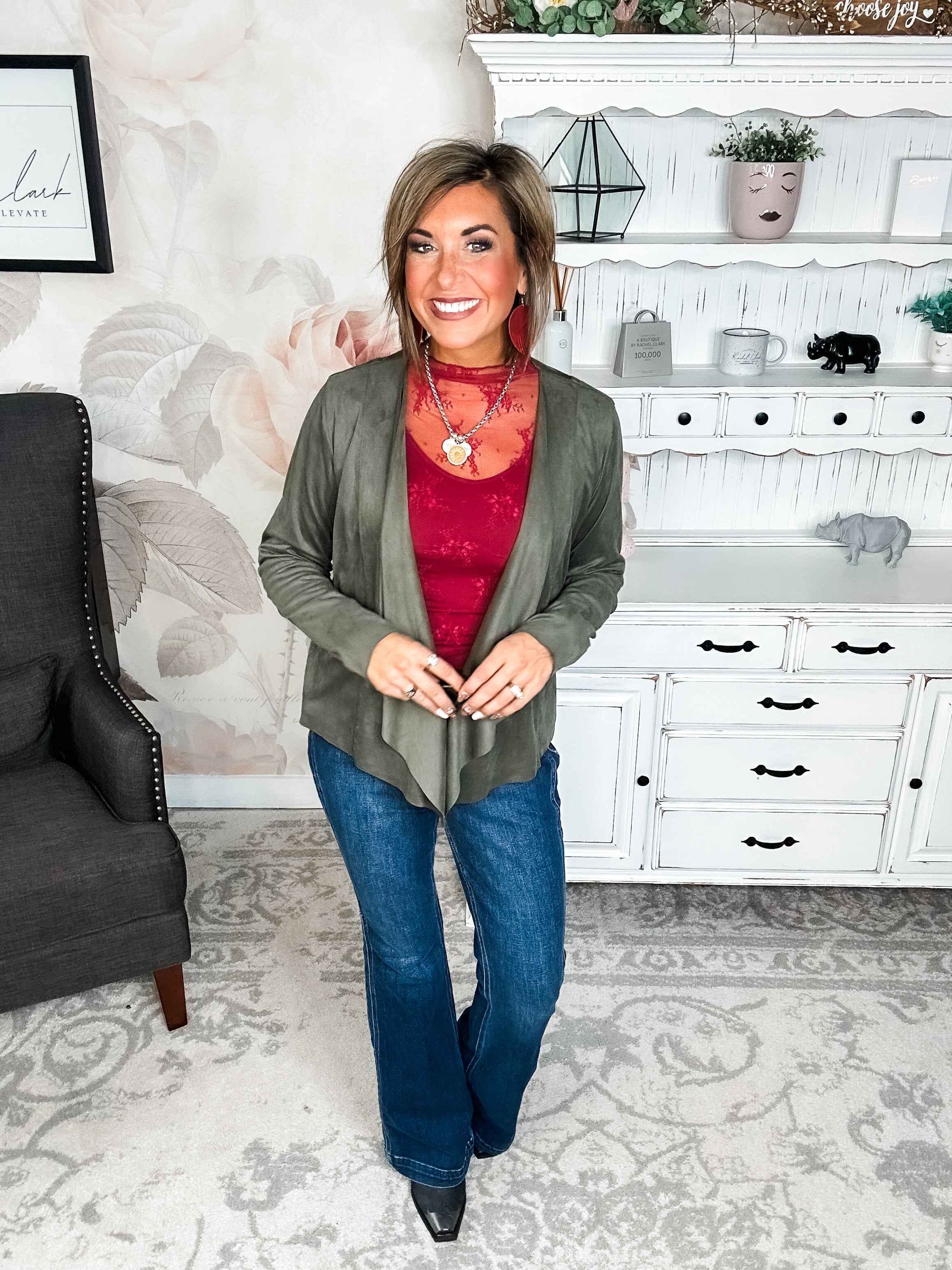 Wide Awake Sueded Moto Jacket - Olive