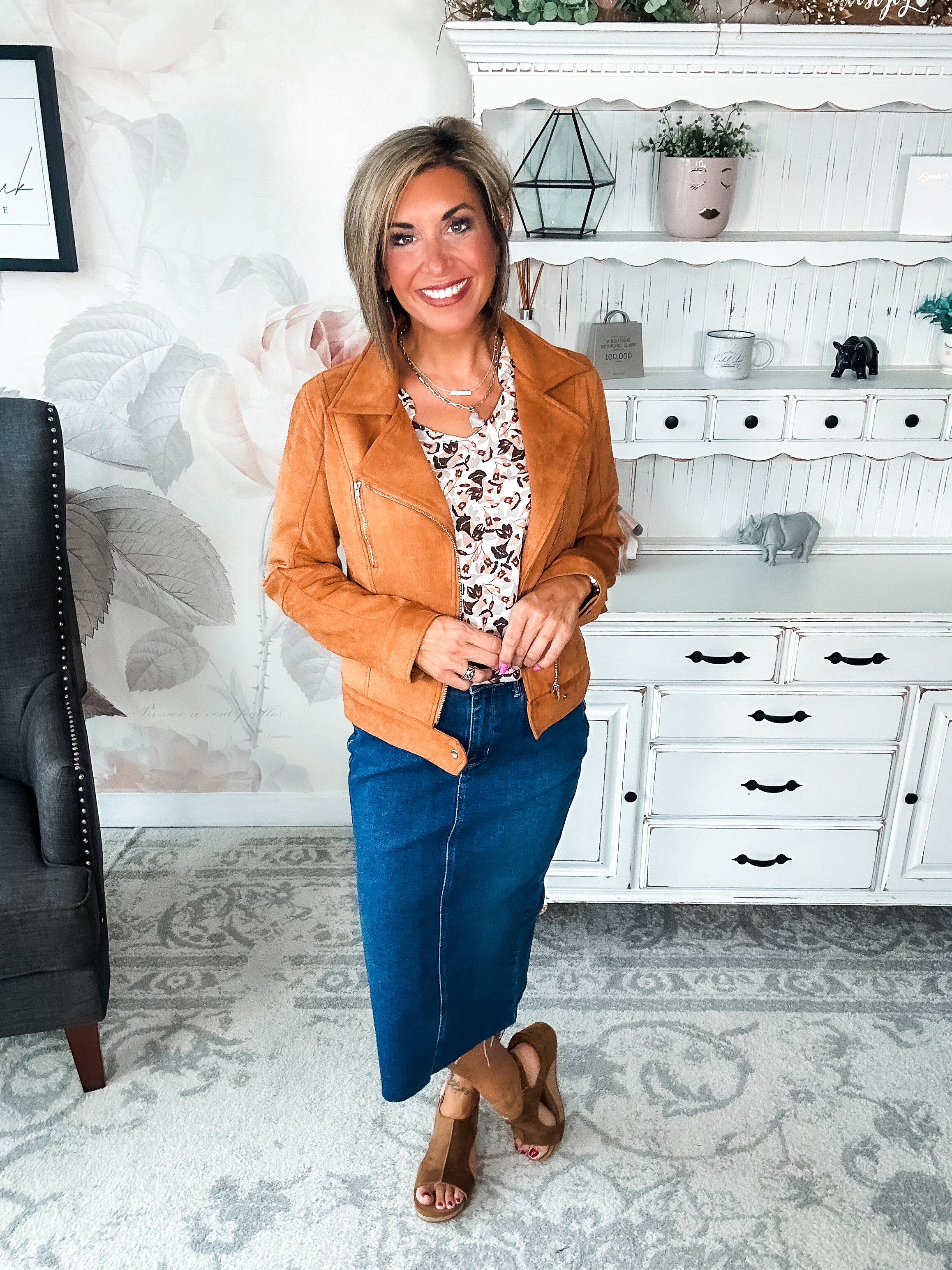 Ampersand Avenue Vegan Suede Moto Jacket - Camel
