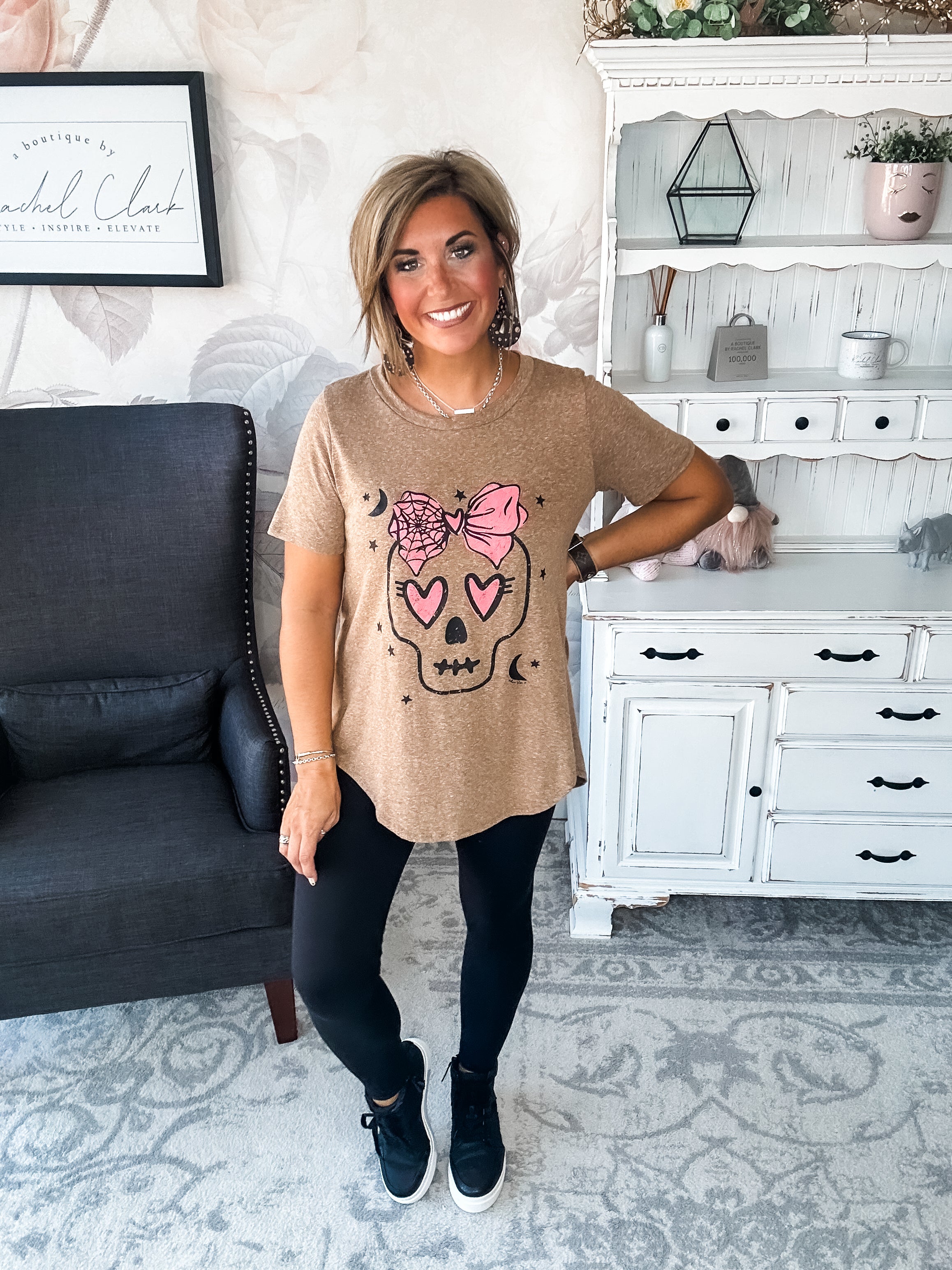 Boujee Skull Scoop Neck Graphic Tee