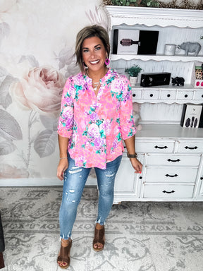 Figure It Out Top - Pink Multi