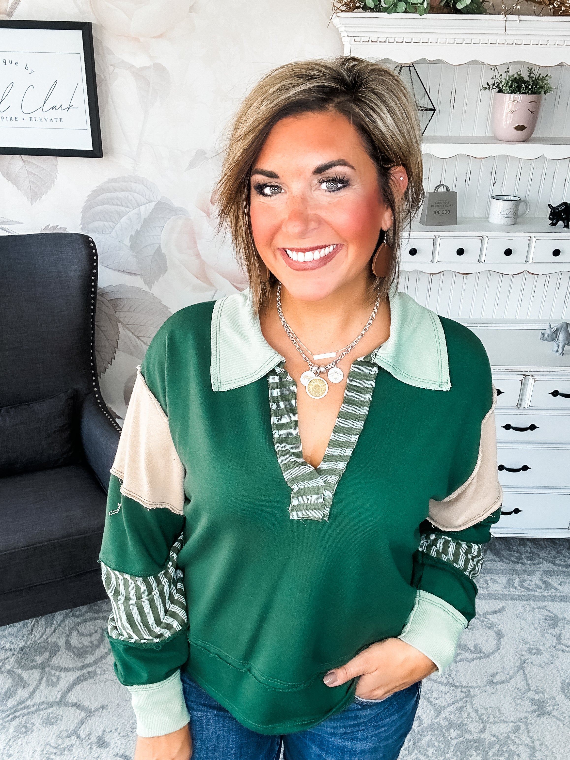 Not Here With Me Pullover - Hunter Green
