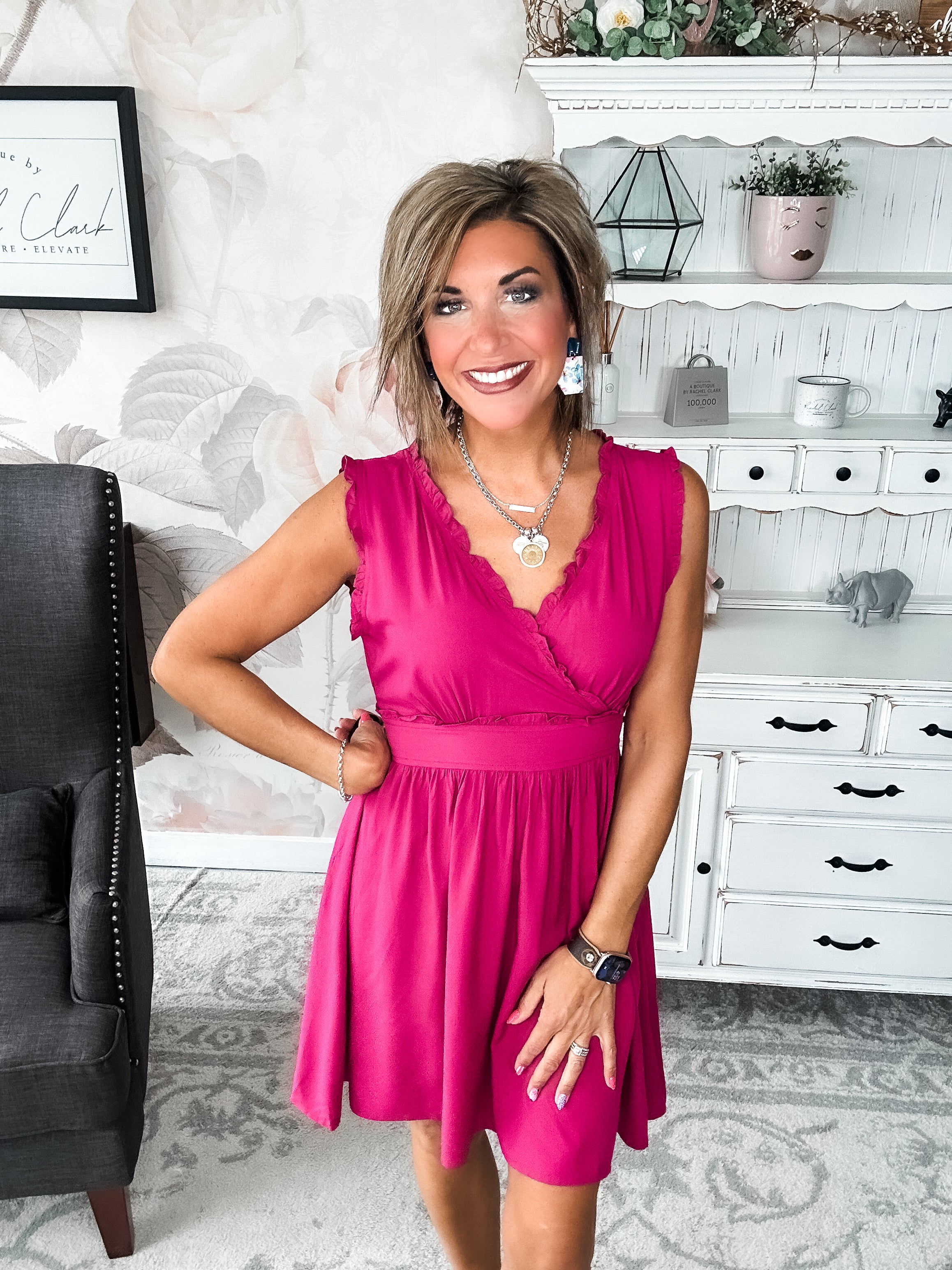 Kiss Goodbye Mini Dress - Fuchsia