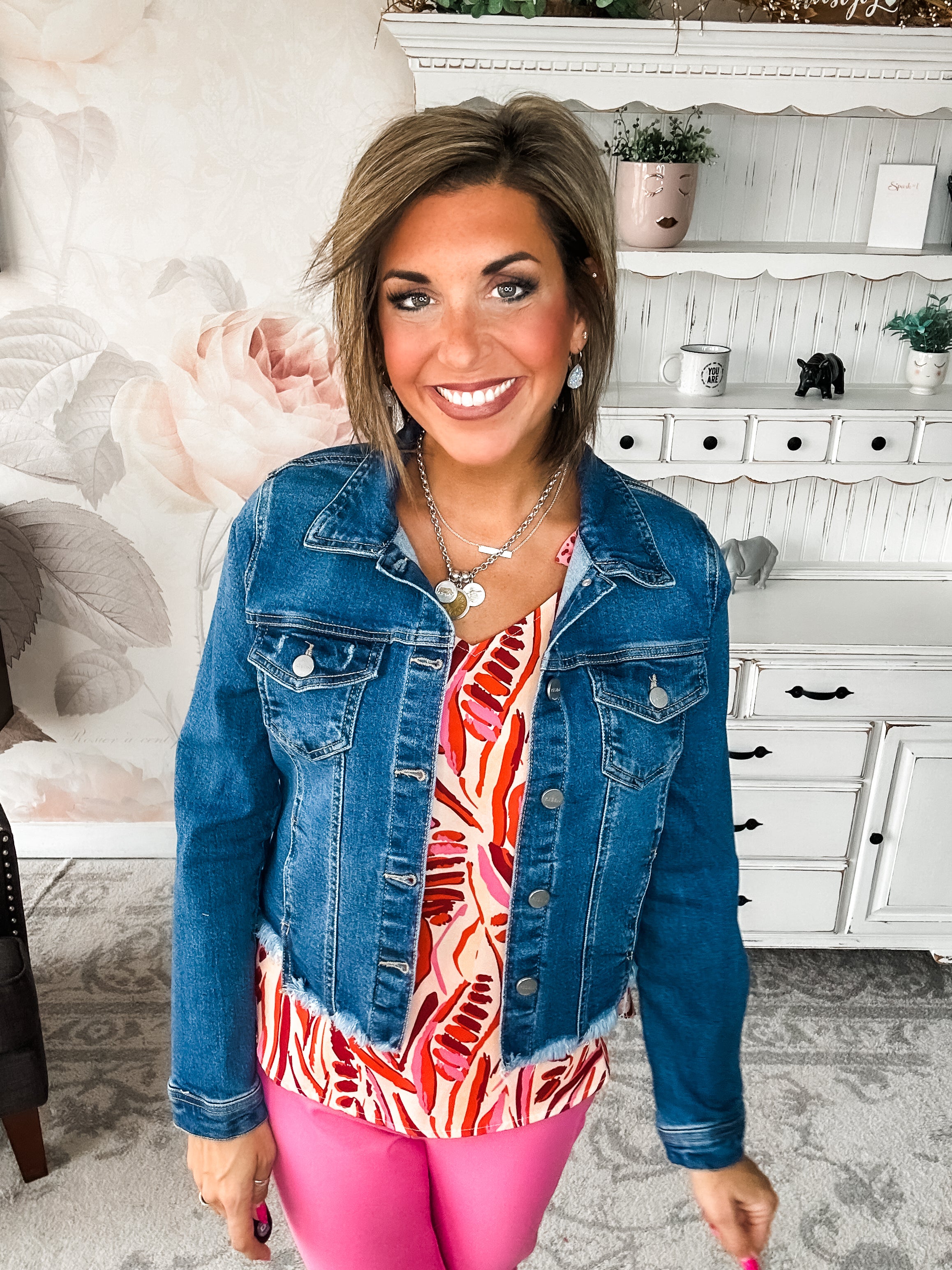 Back It Up Fray Hem Jean Jacket - Medium Wash