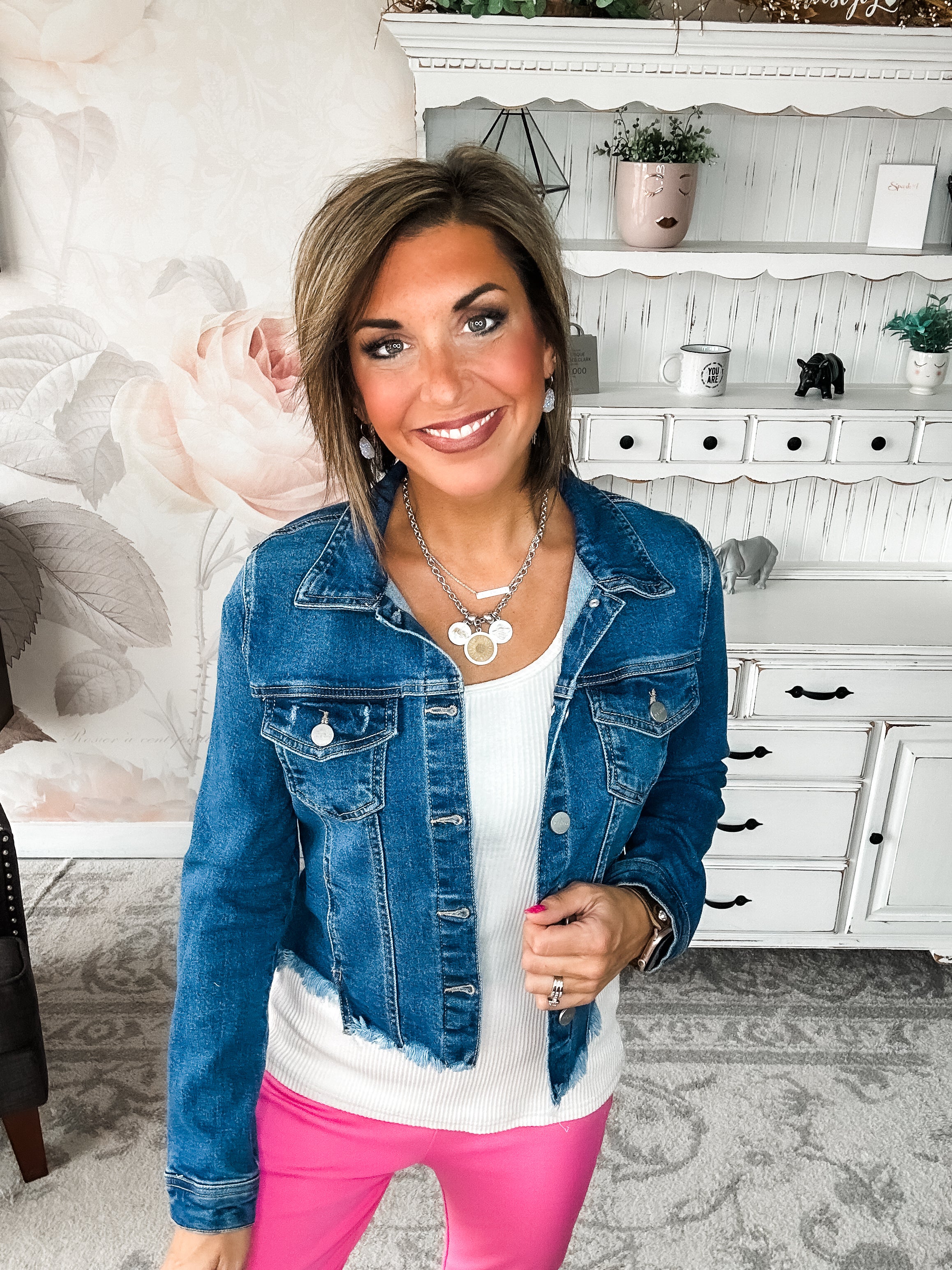 Back It Up Fray Hem Jean Jacket - Medium Wash