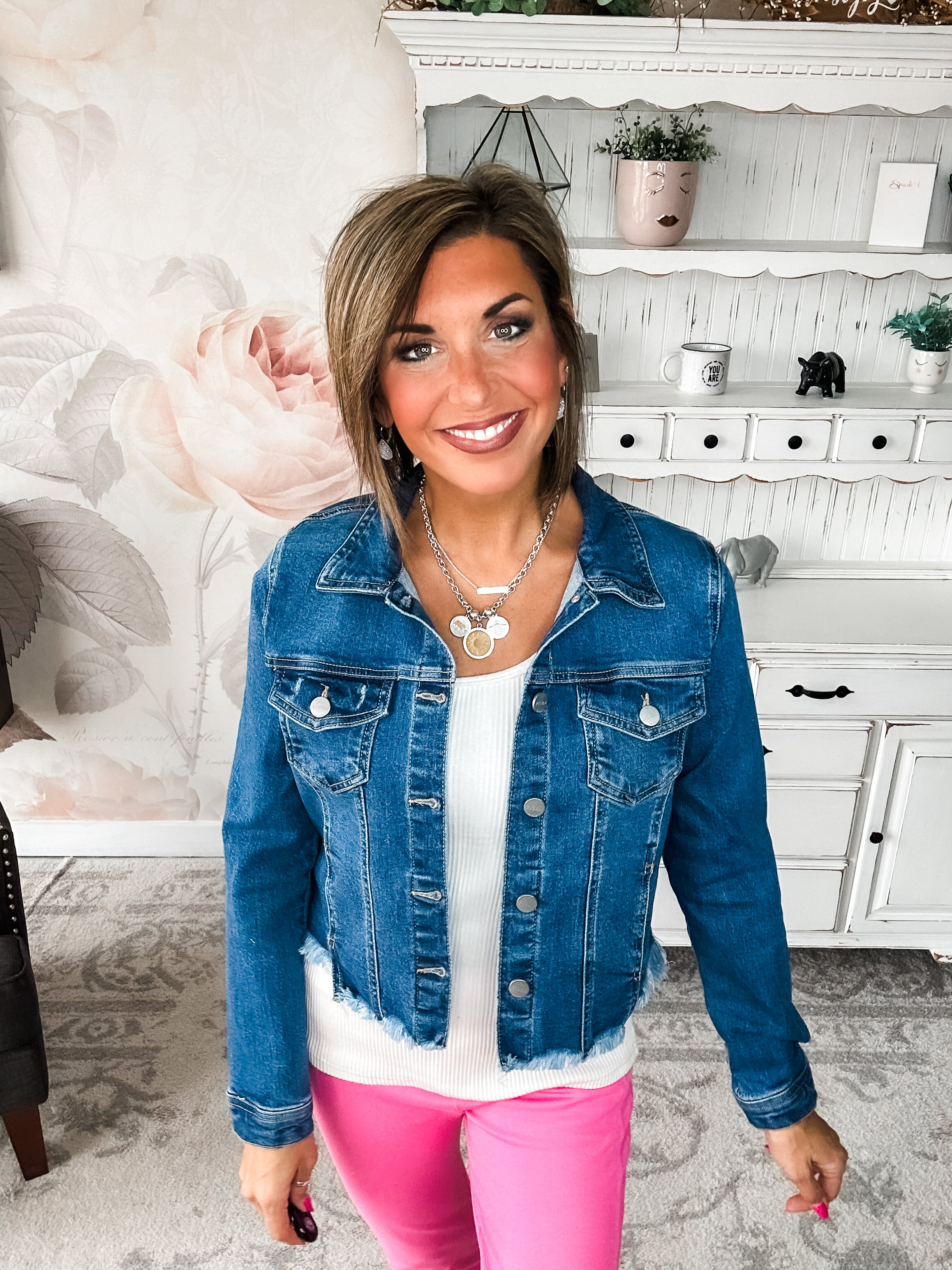 Back It Up Fray Hem Jean Jacket - Medium Wash