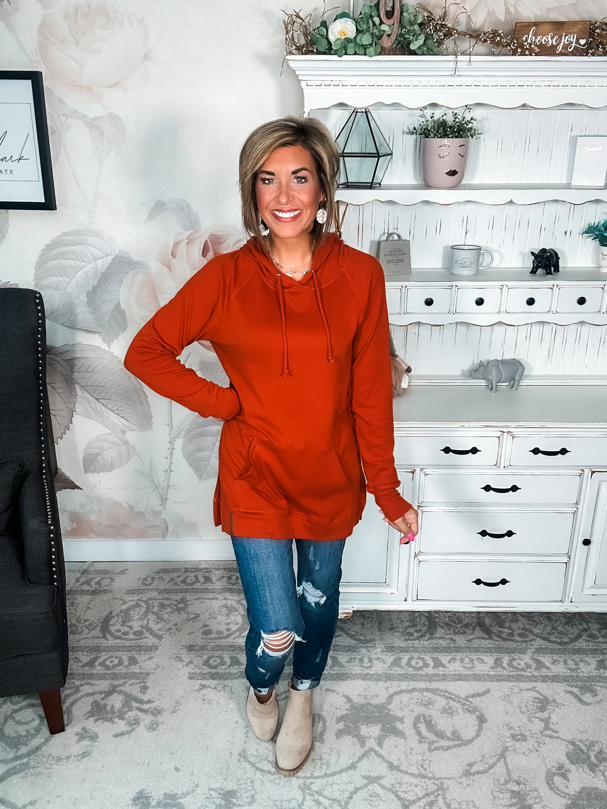 Ampersand Avenue SideSlit Hoodie - Blazing Autumn