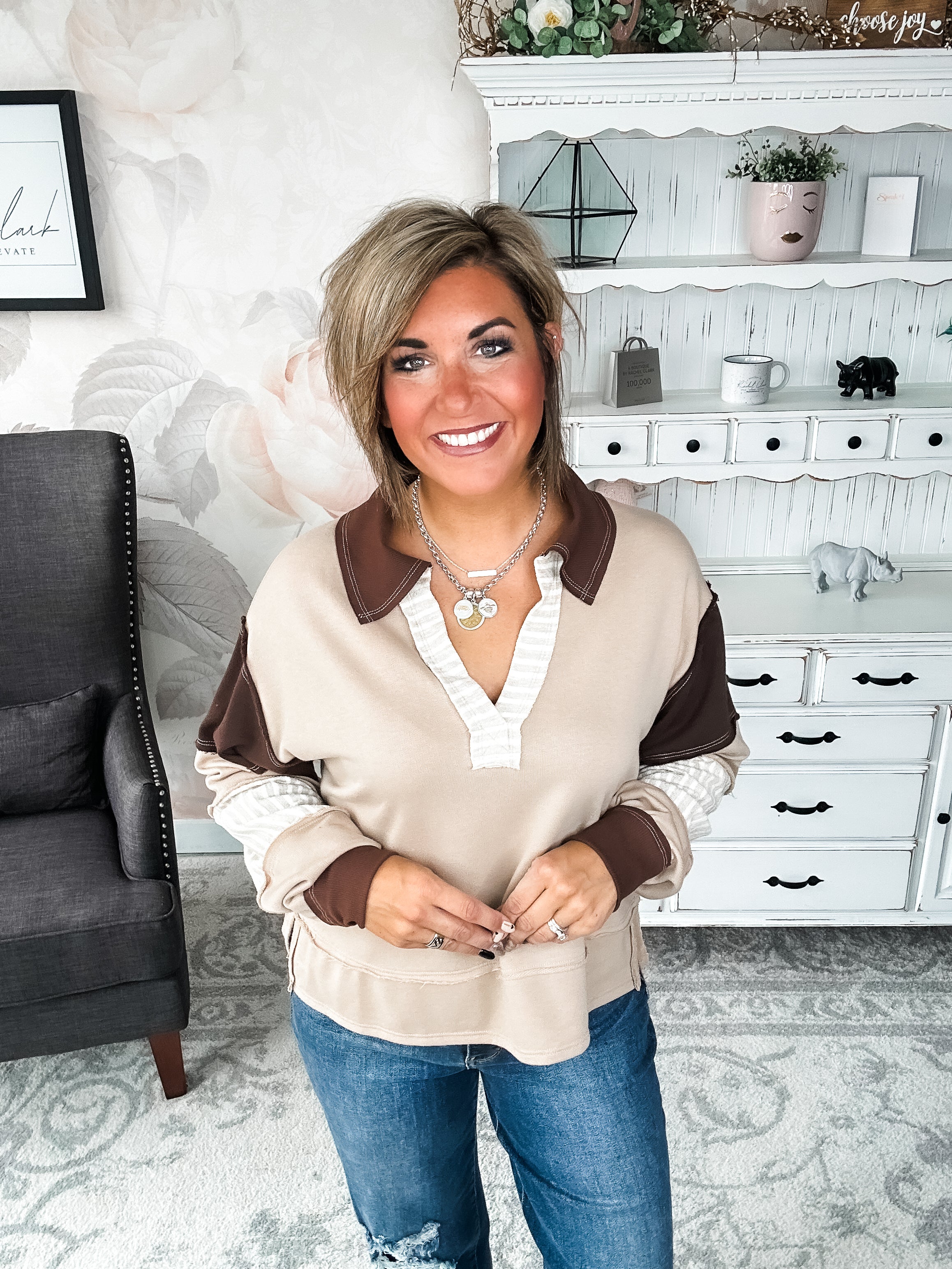 Not Here With Me Pullover - Taupe