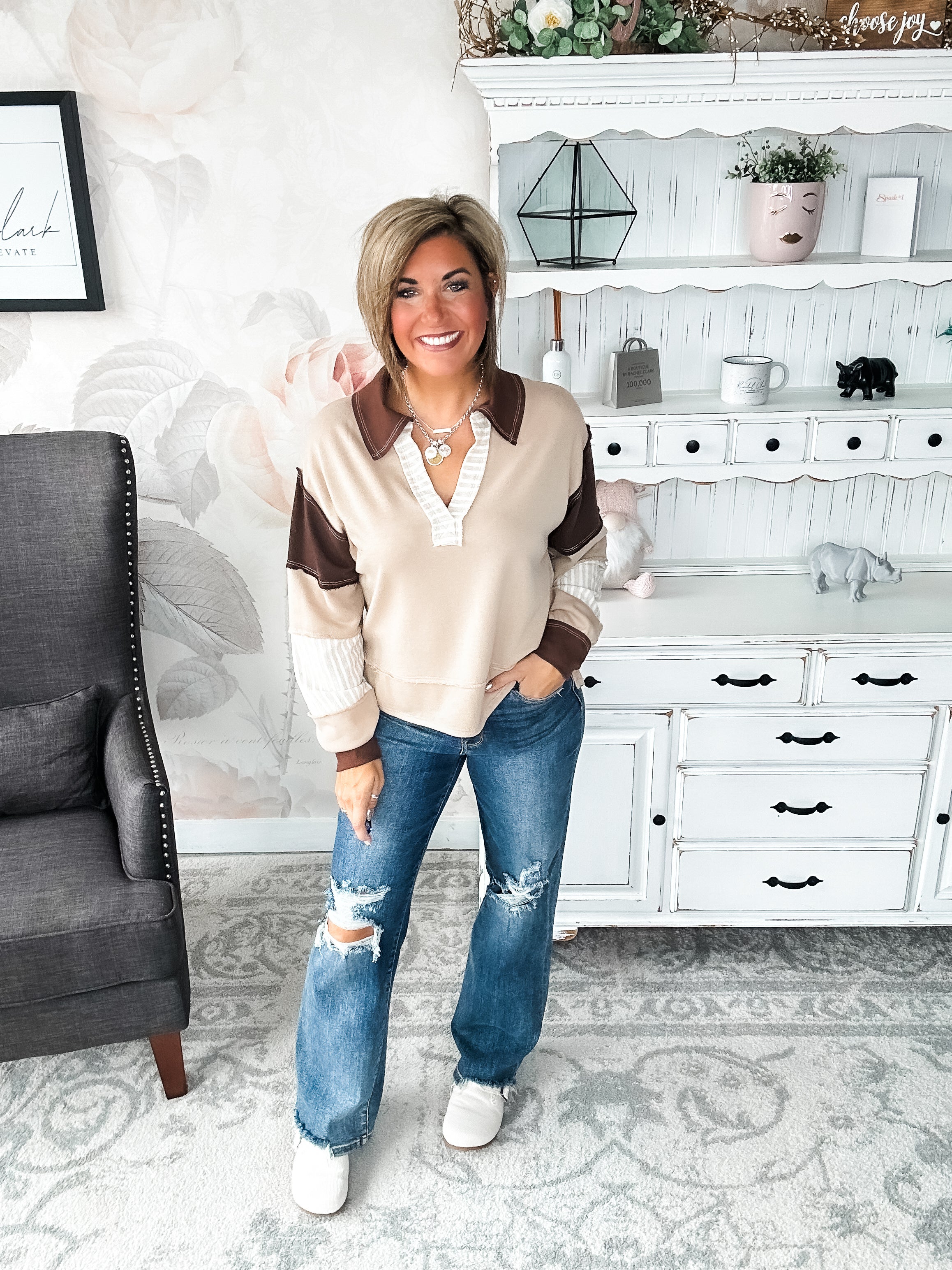 Not Here With Me Pullover - Taupe