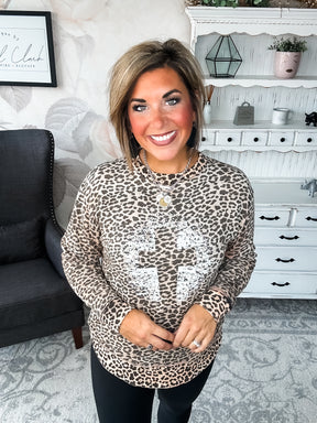 Grunge Cross Leopard Pullover