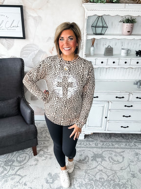 Grunge Cross Leopard Pullover