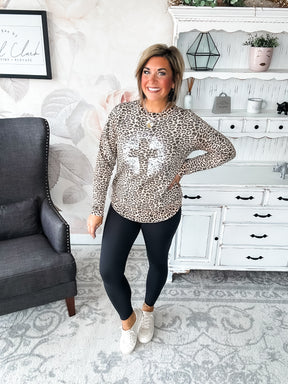 Grunge Cross Leopard Pullover
