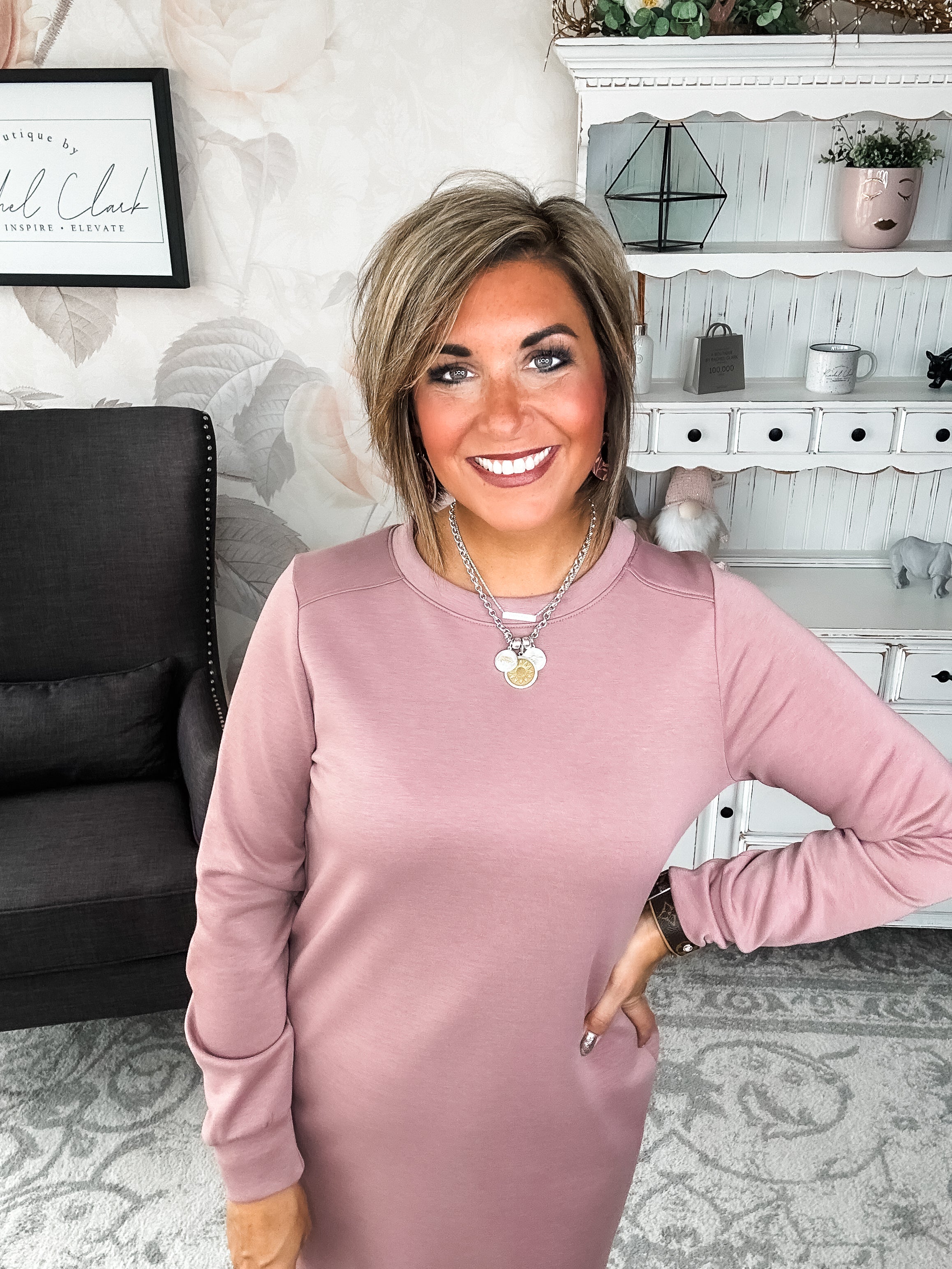 Cozy Up Shift Dress - Mauve