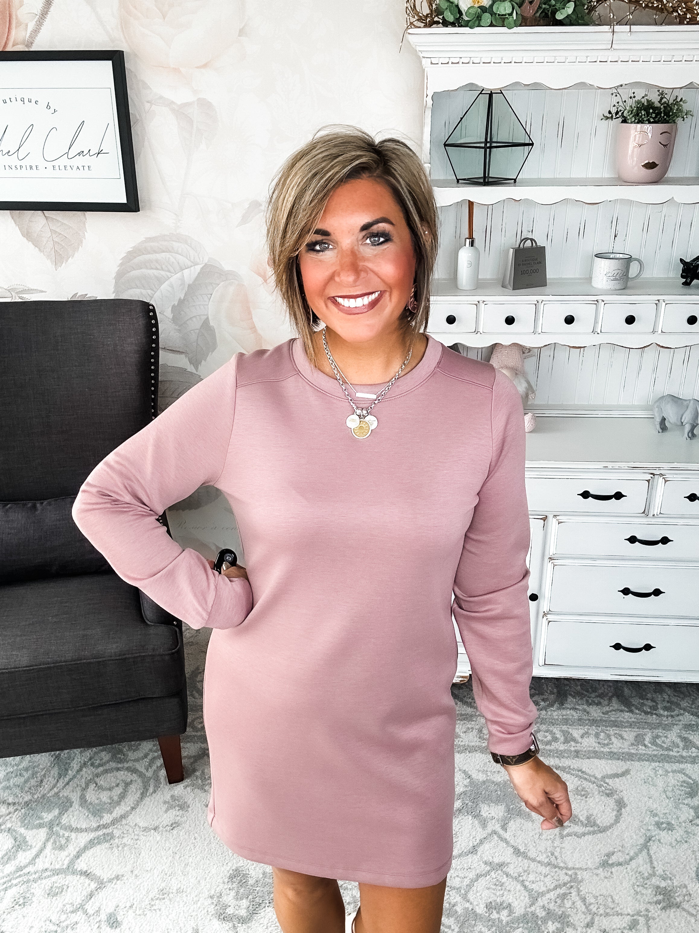 Cozy Up Shift Dress - Mauve