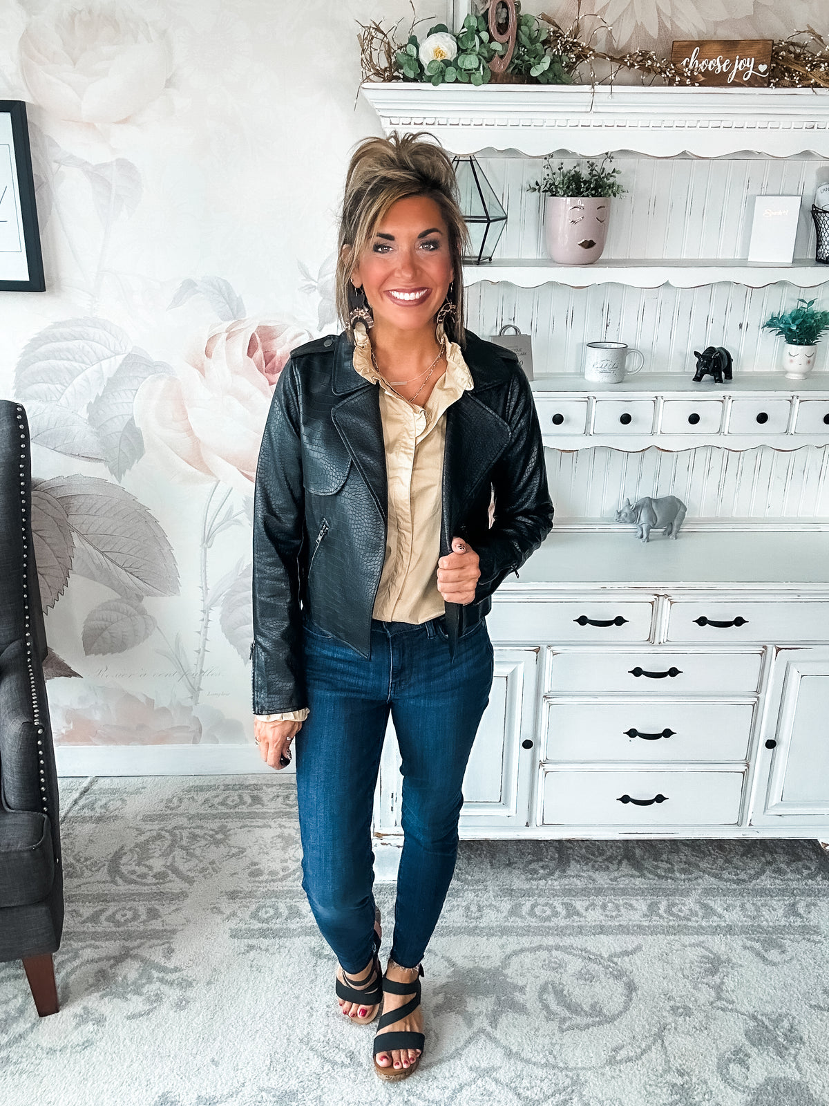 Free to Go Vegan Leather Biker Jacket