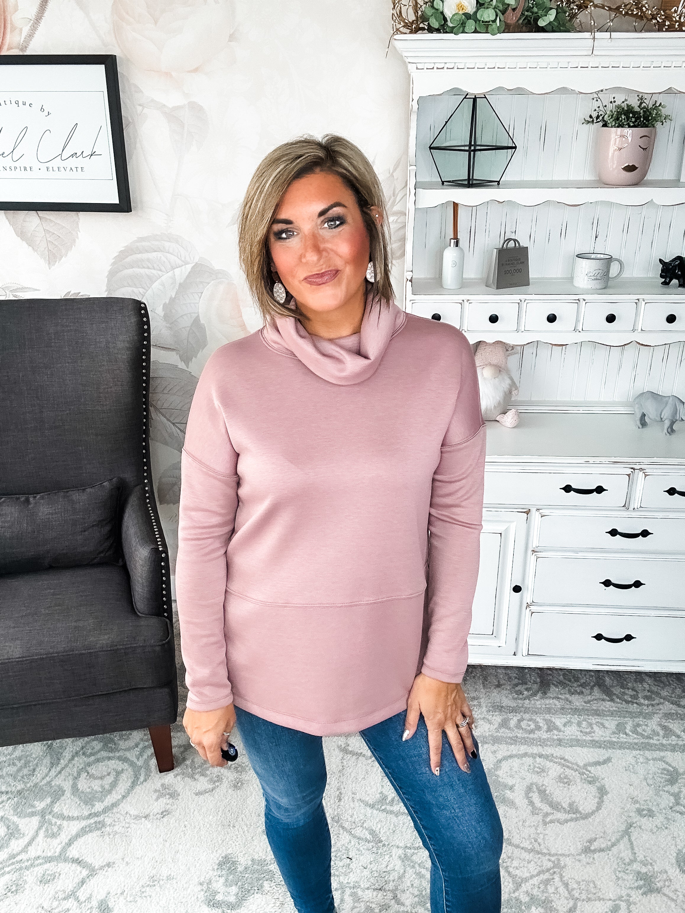 Cozy On The Weekend Cowlneck - Mauve