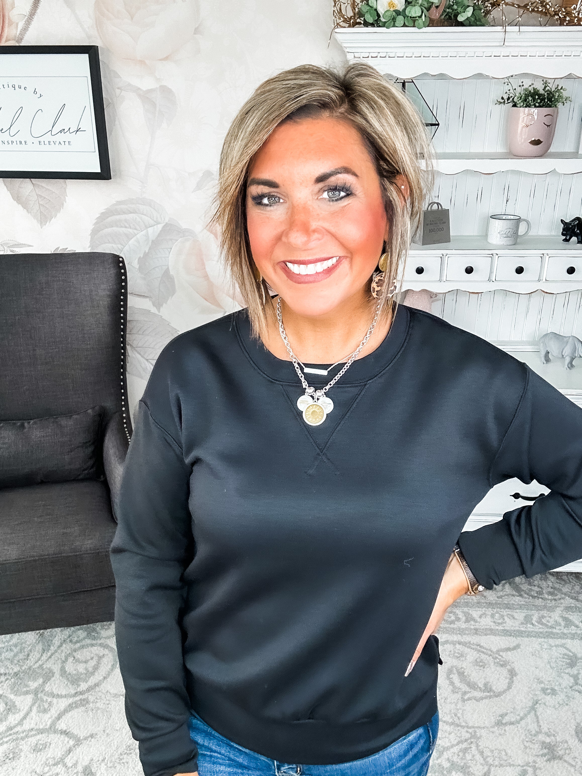 Cuddled Up On The Weekend Pullover - Black