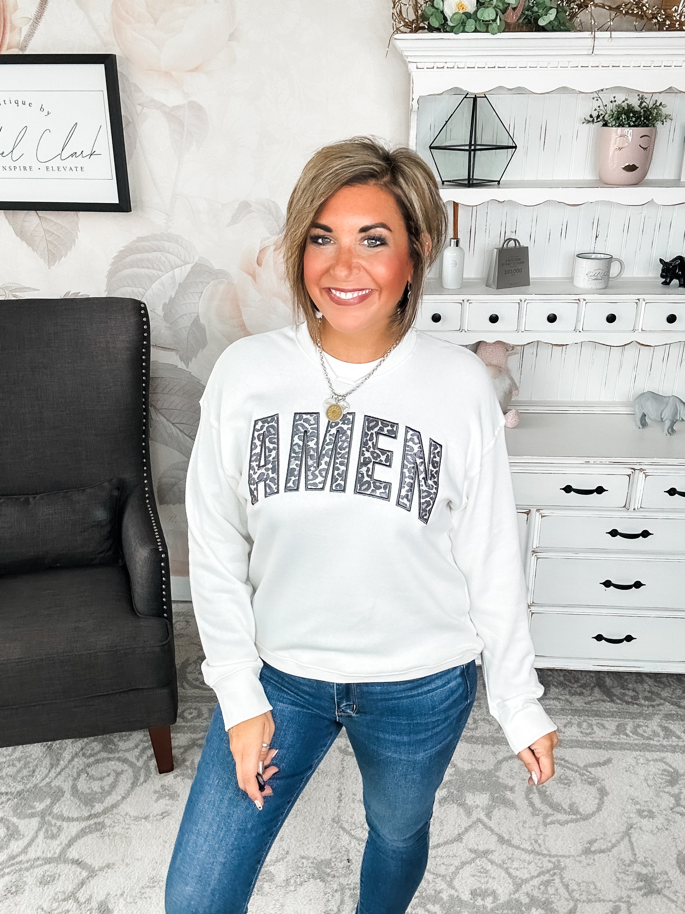 Amen Leopard Applique Sweatshirt