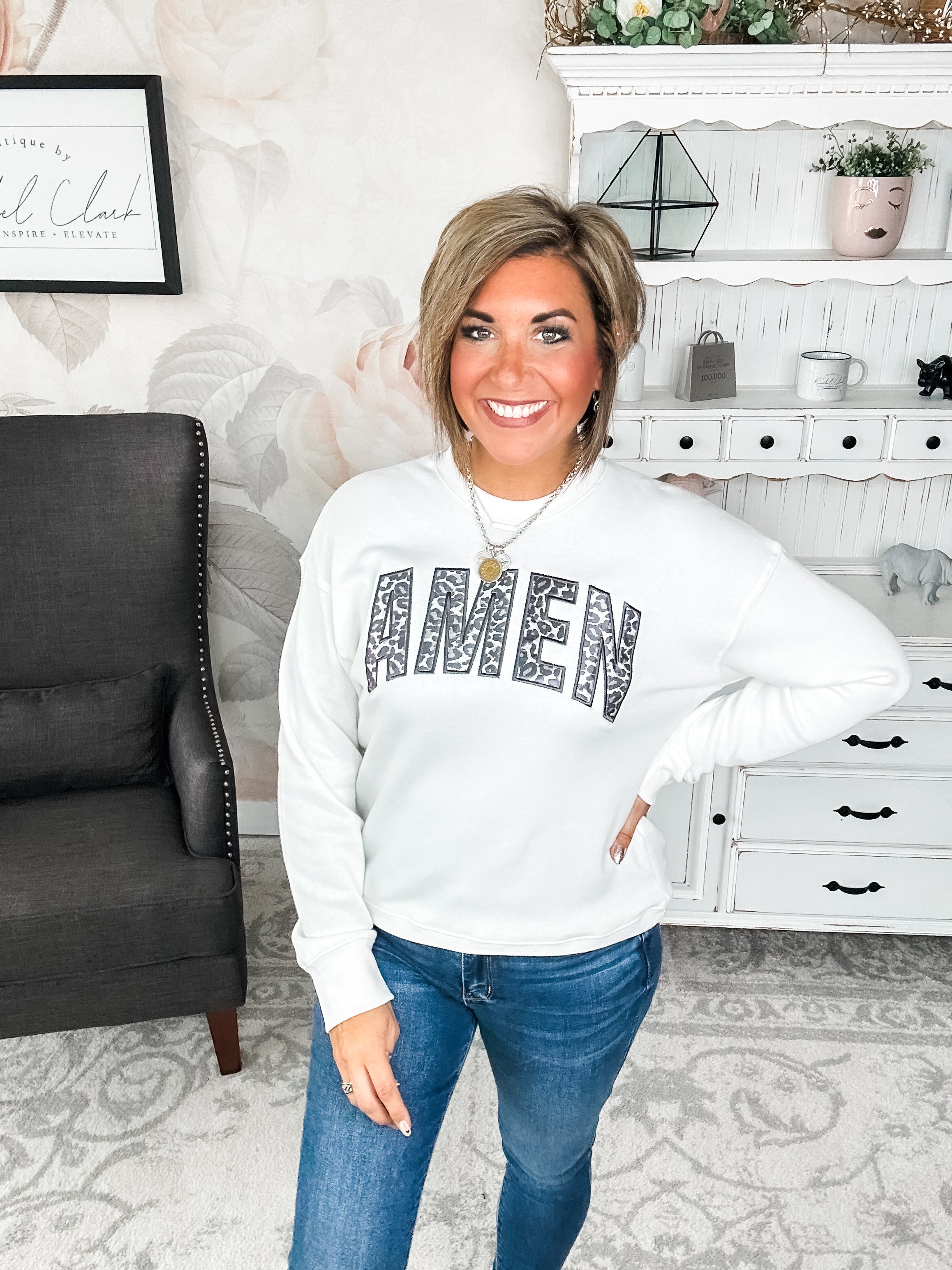 Amen Leopard Applique Sweatshirt
