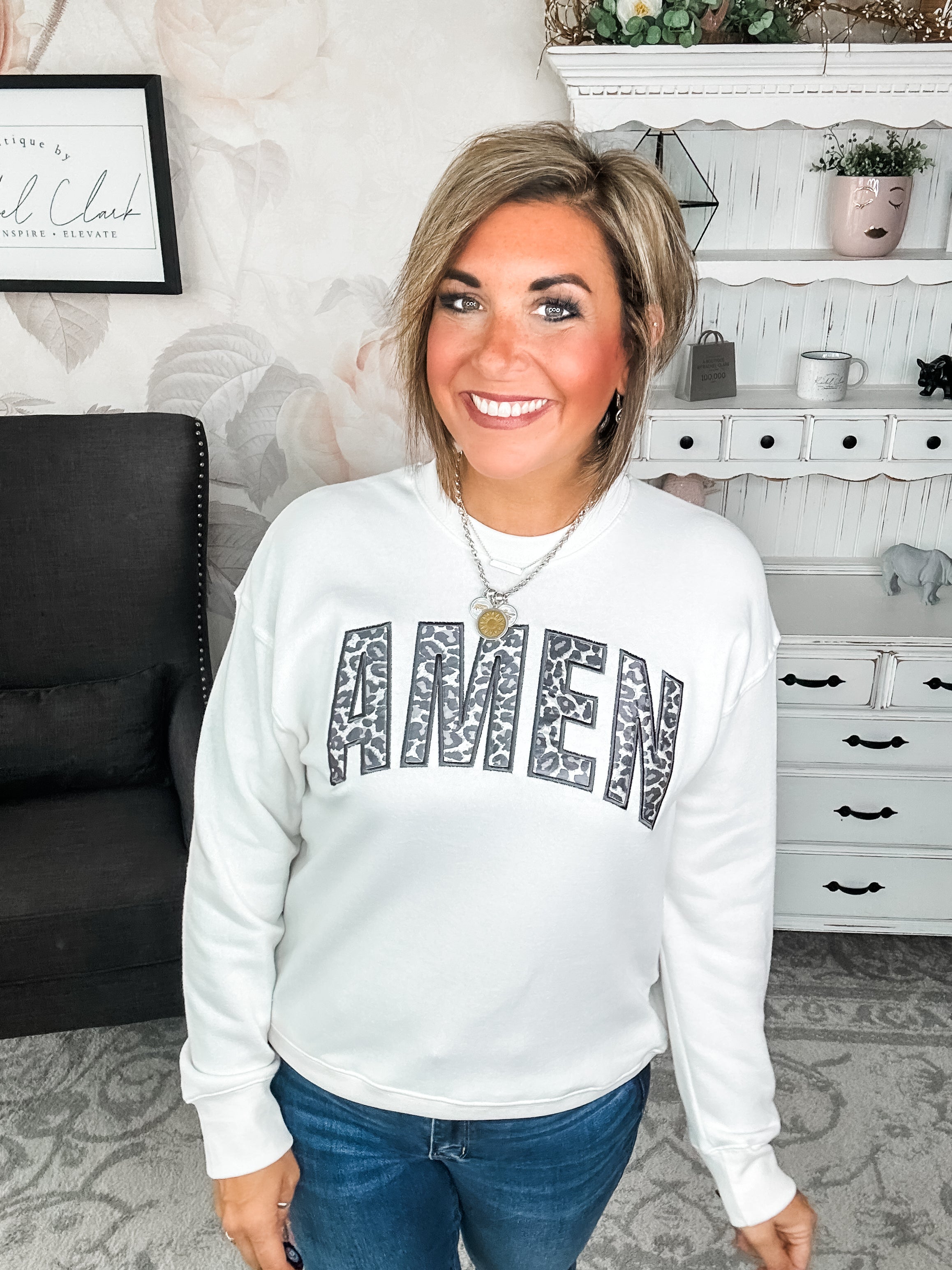 Amen Leopard Applique Sweatshirt