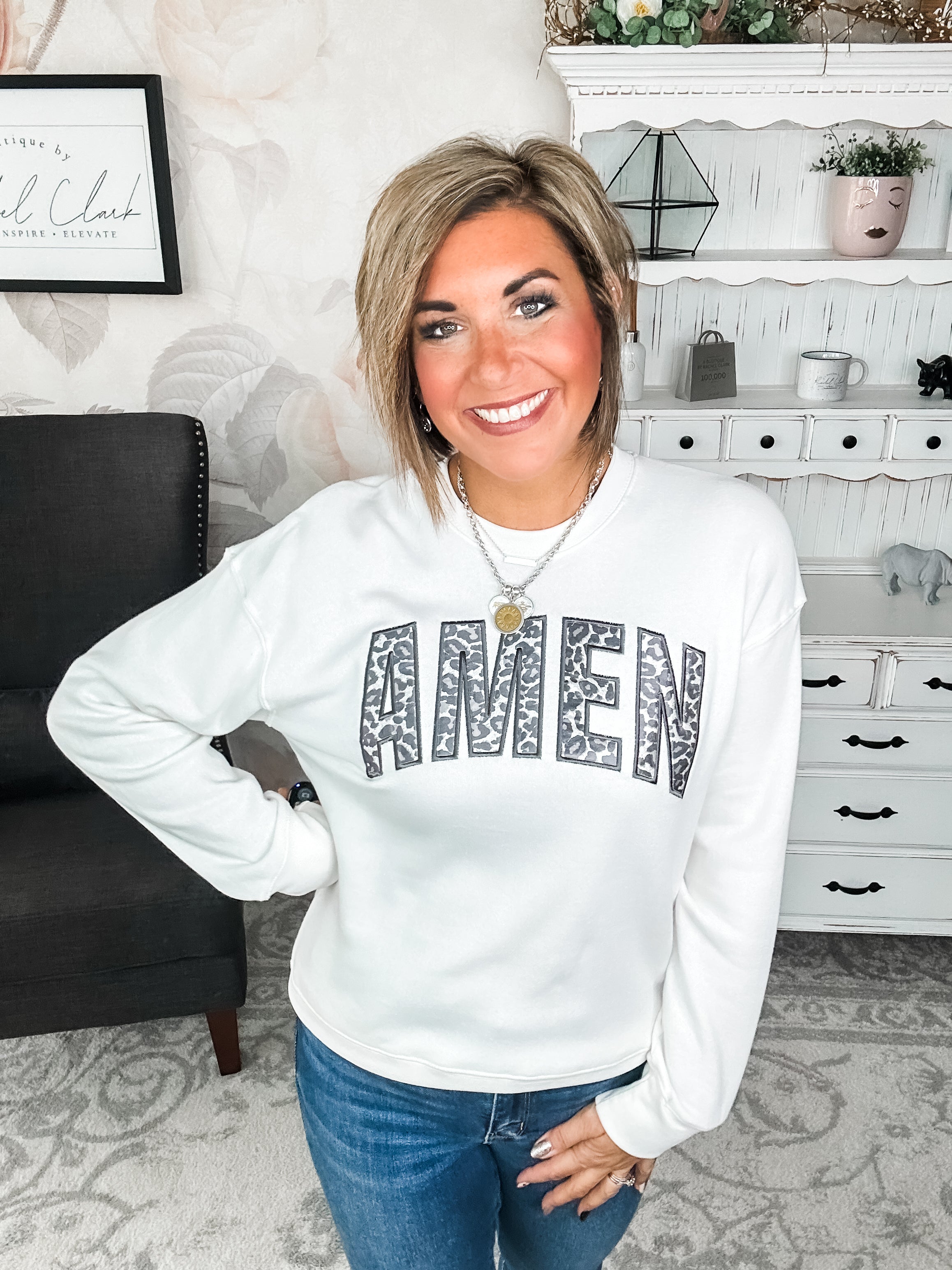 Amen Leopard Applique Sweatshirt
