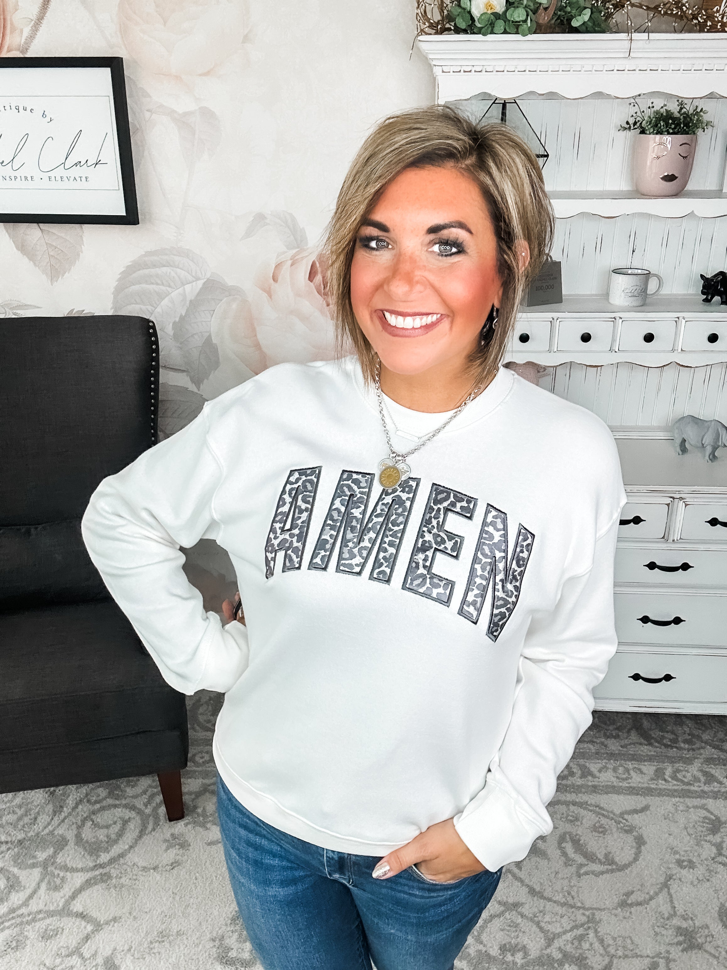 Amen Leopard Applique Sweatshirt