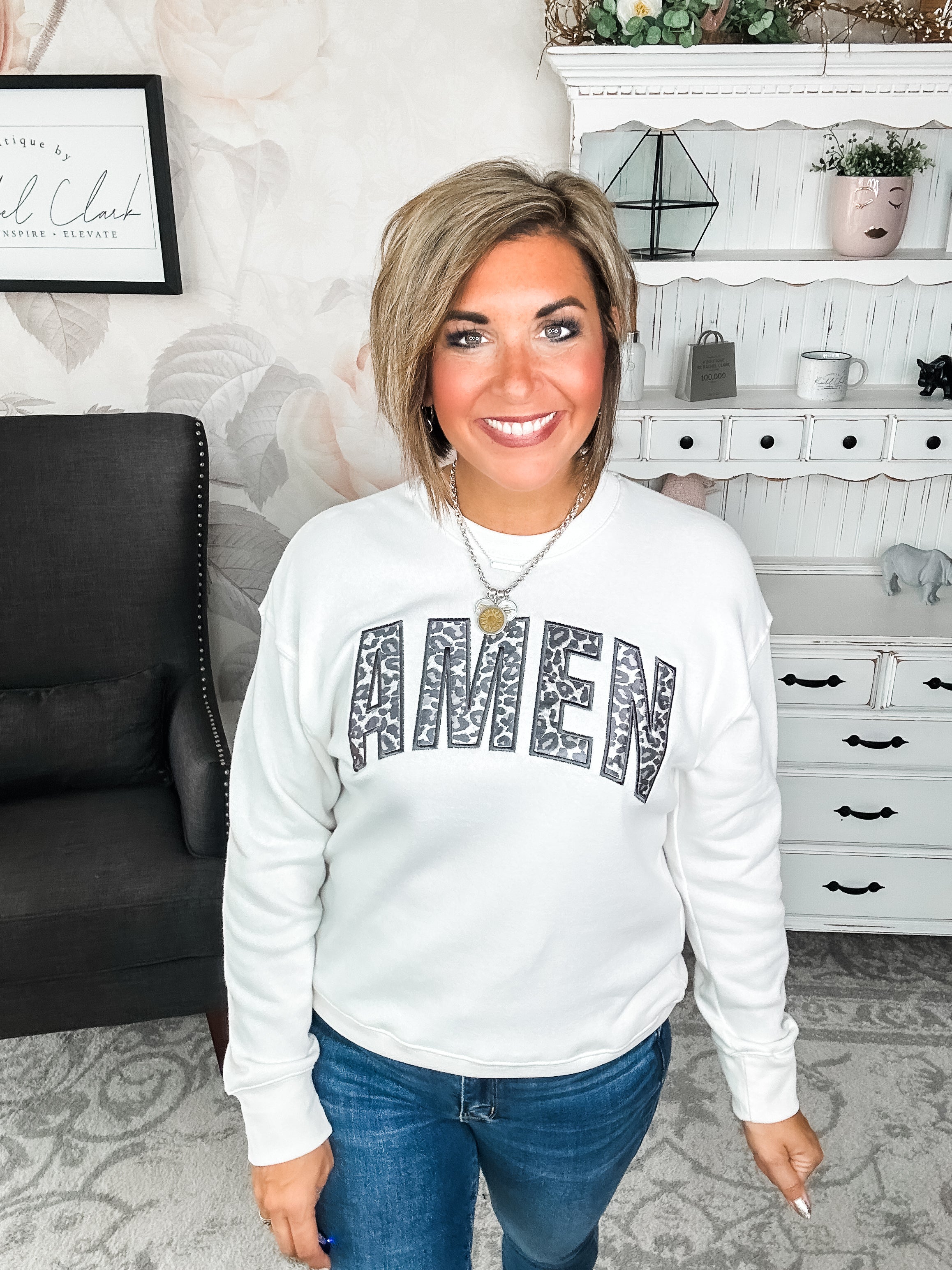 Amen Leopard Applique Sweatshirt
